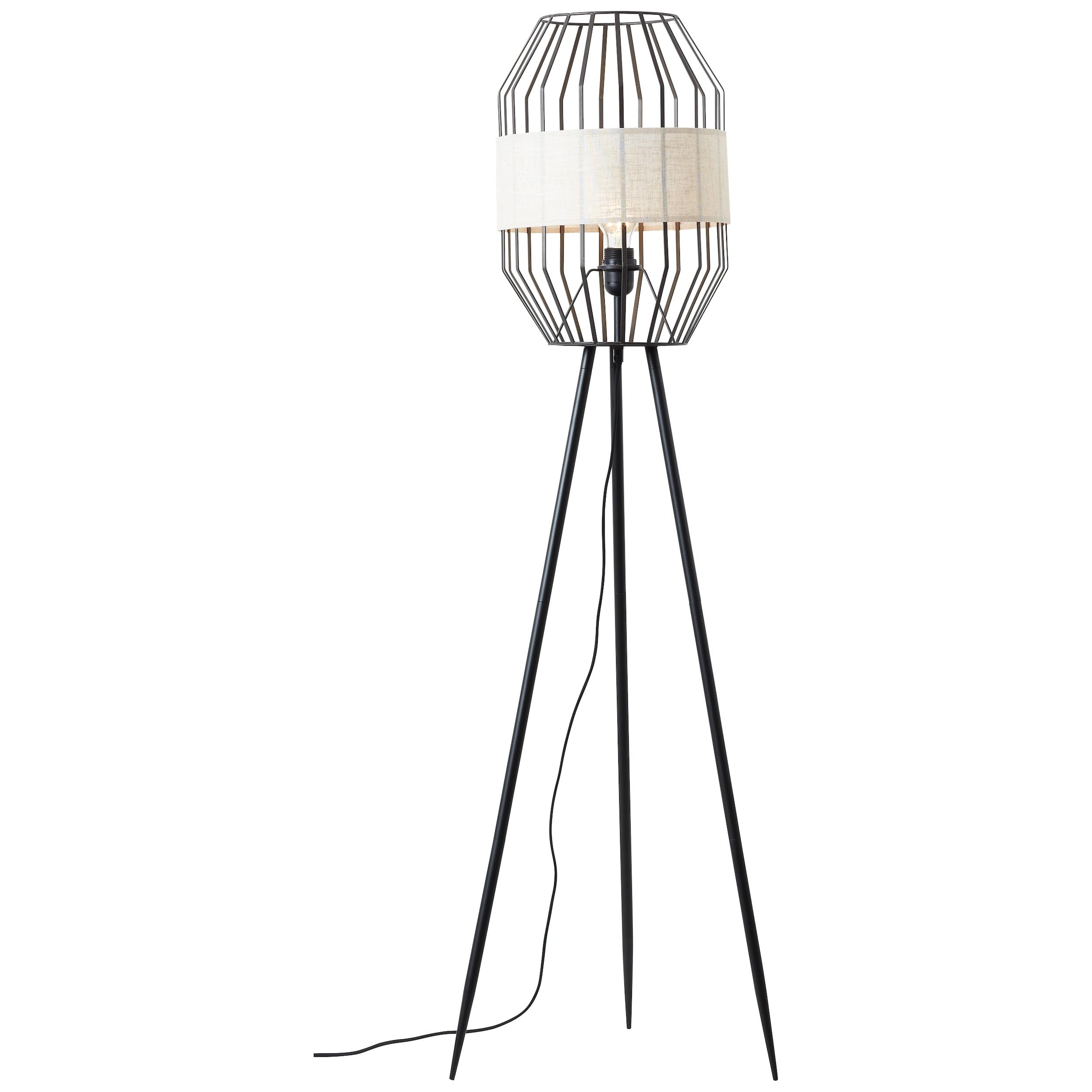 Brilliant Stehlampe »Slope«, 1 flammig-flammig, 134 cm Höhe, Ø 45 cm, E27, Metall/Textil, schwarz/natur