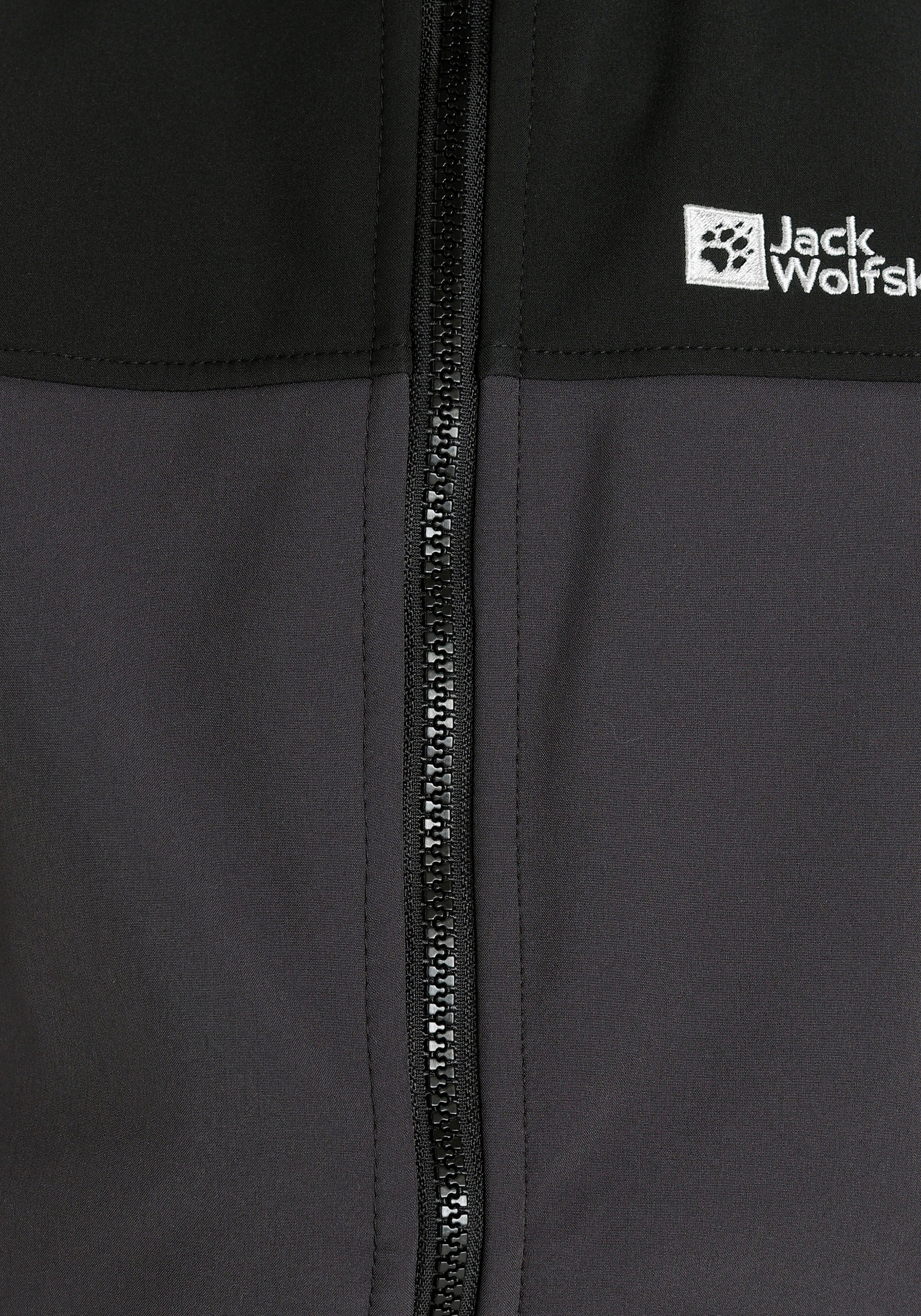 Jack Wolfskin Softshelljacke »FOURWINDS JACKET KIDS«, mit Kapuze, mit farblich abgesetzten Details