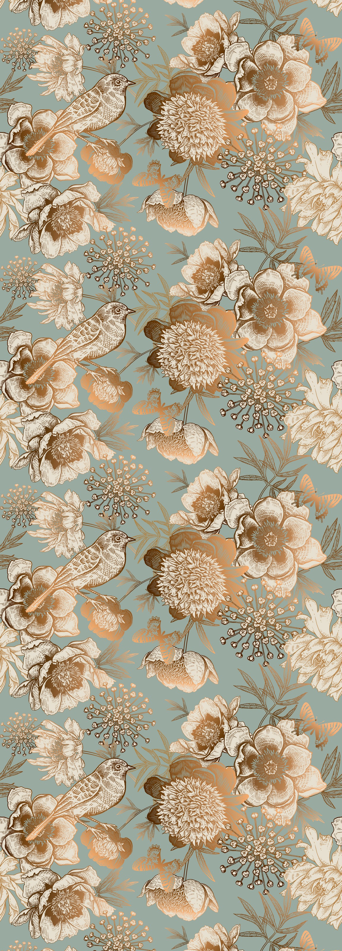 Image of queence Vinyltapete "Malina" Motiv bedruckt botanisch floral gemustert natürlich glatt 90x250cm, selbstklebend, kinderleichte Anbringung, Sticker