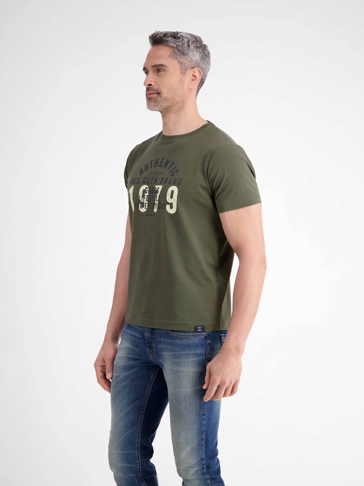 LERROS T-Shirt »LERROS Unifarbenes T-Shirt mit Print«