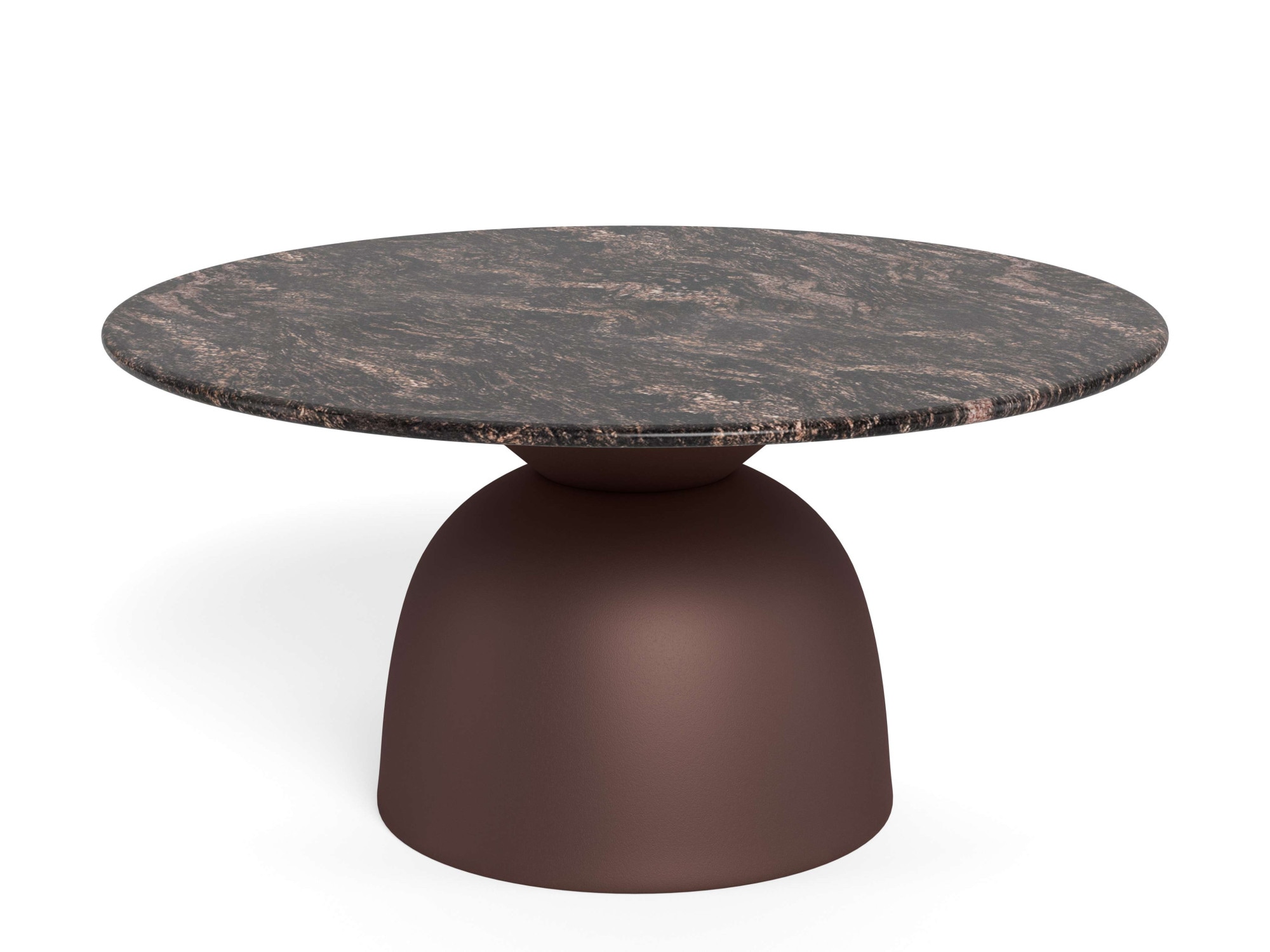 Image of ACTONA GROUP Couchtisch "Ferrol Beistelltisch– stilvoll & modern mit eleganter Marmorplatte" Rund. Brauner Cocoa Marmor, mattes Bronze-Stahlgestell. Ø: 80 cm