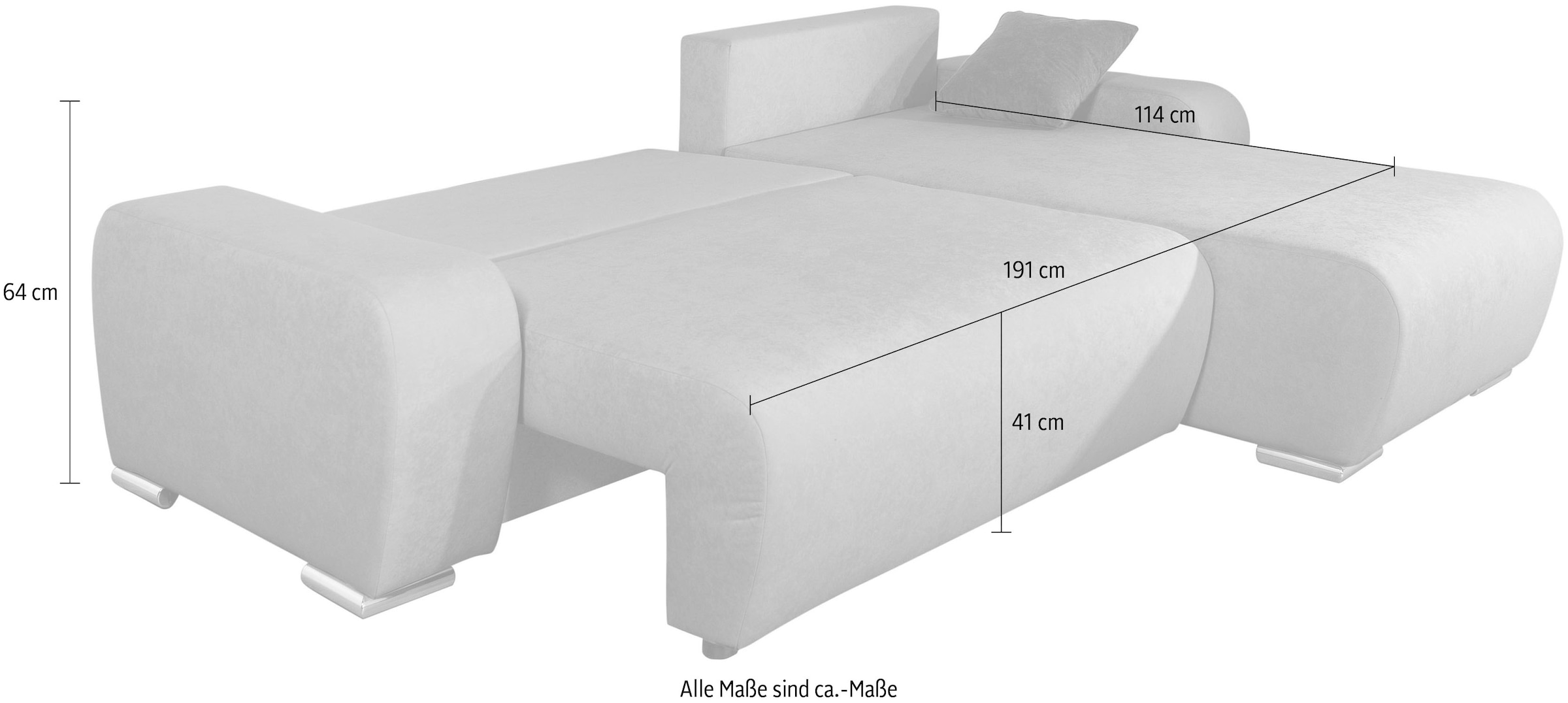 COLLECTION AB Ecksofa »Pia, L-Form, Breite 237 cm,  mit Schlaffunktion« inkl. Bettfunktion und Bettkasten