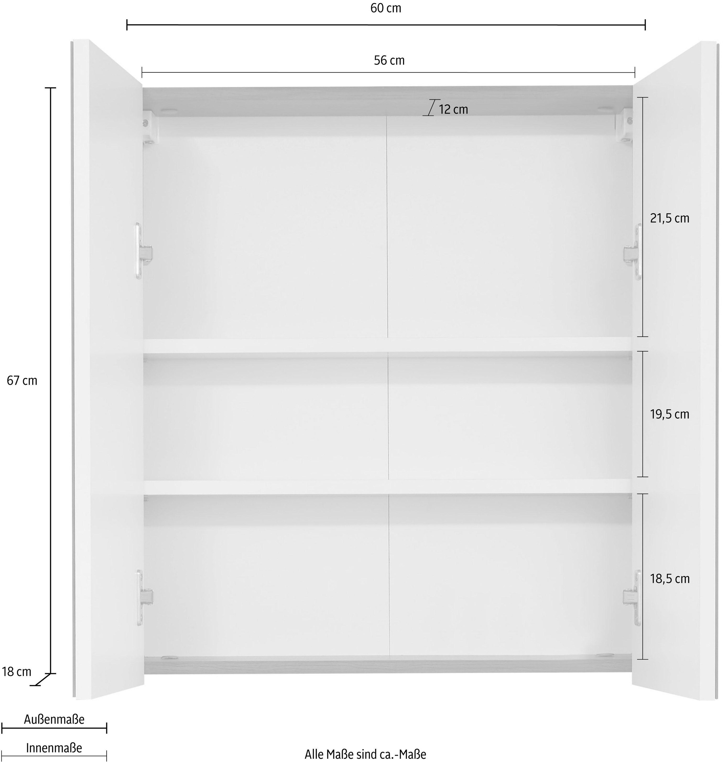 welltime Spiegelschrank »Sovana« Badschrank wahlweise mit oder ohne Beleuchtung - (B/T/H) 60/18/67 cm