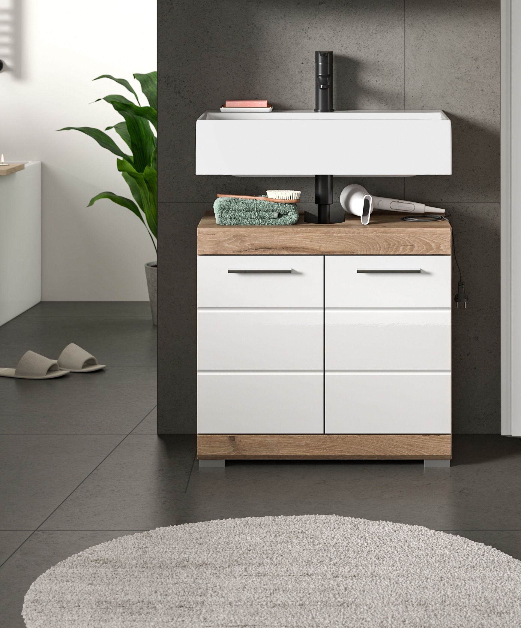 INOSIGN Armoire sous lavabo »SIENA, Breite 60cm, 2 Tür, 2 Fächer, mit Siphonausschnitt, MDF-Front« TOPSELLER!, 1 cuis tlg. in verschiedenen Farben erhältlich, Badmöbel, Badschrank, Kommode, Bad