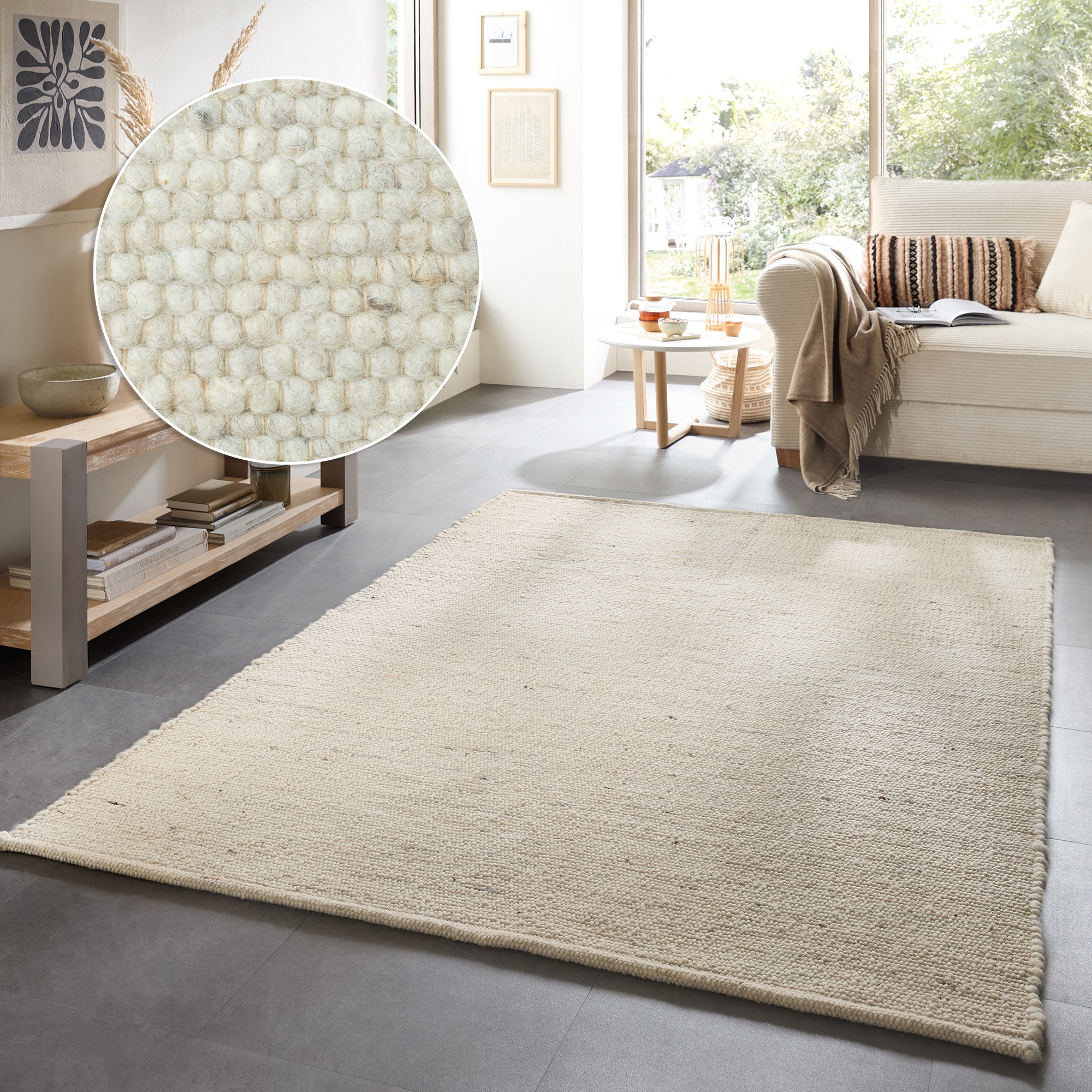 Image of GOODproduct Wollteppich "Greith" rechteckig 12 mm Höhe Wendeteppich, meliert, reine Wolle, handgewebt, Scandi, Wohnzimmer