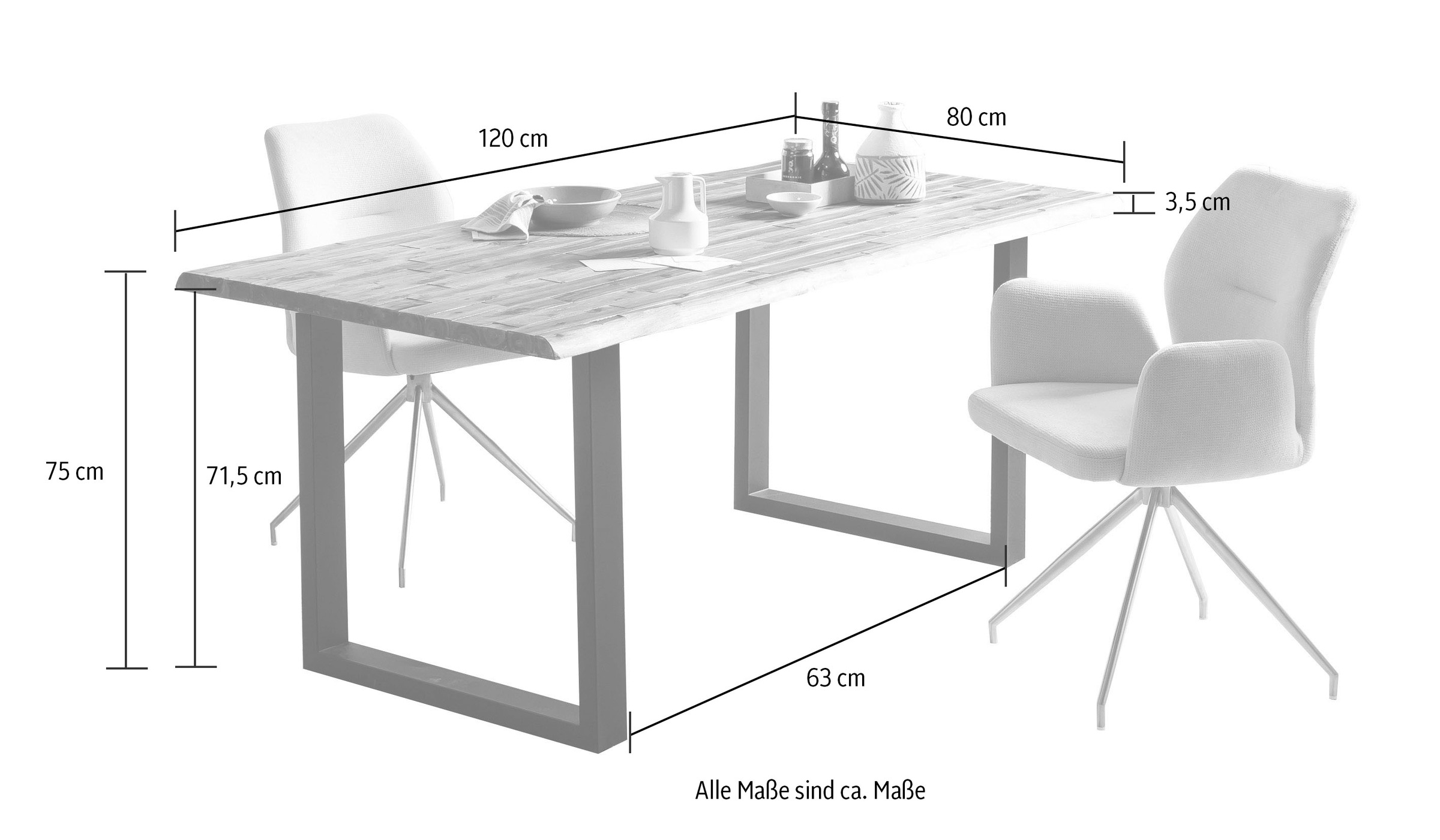 SalesFever Esstisch »Design Esstisch für stilvolles Ambiente« Doppelt lackierte Tischplatte für Langlebigkeit