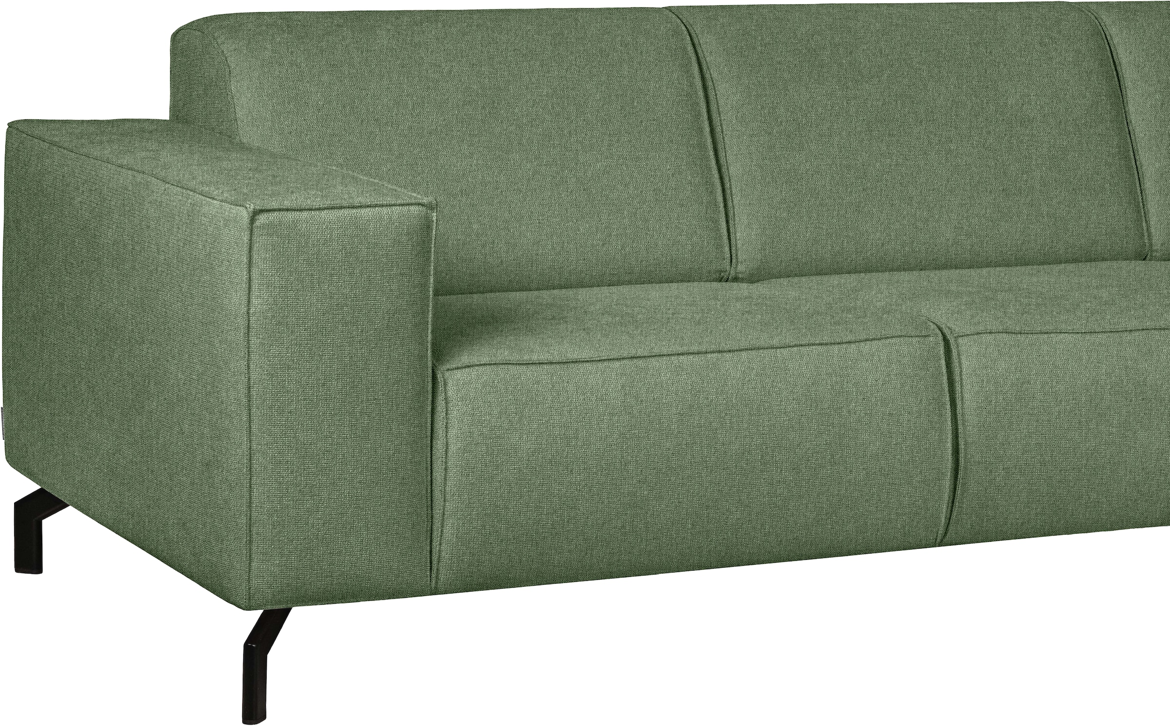 Home affaire 3-Sitzer »Lorcan 257 cm, weiches Sitzgefühl« mit schwarzen Metallfüssen, Lederoptik und in weichem Strukturstoff