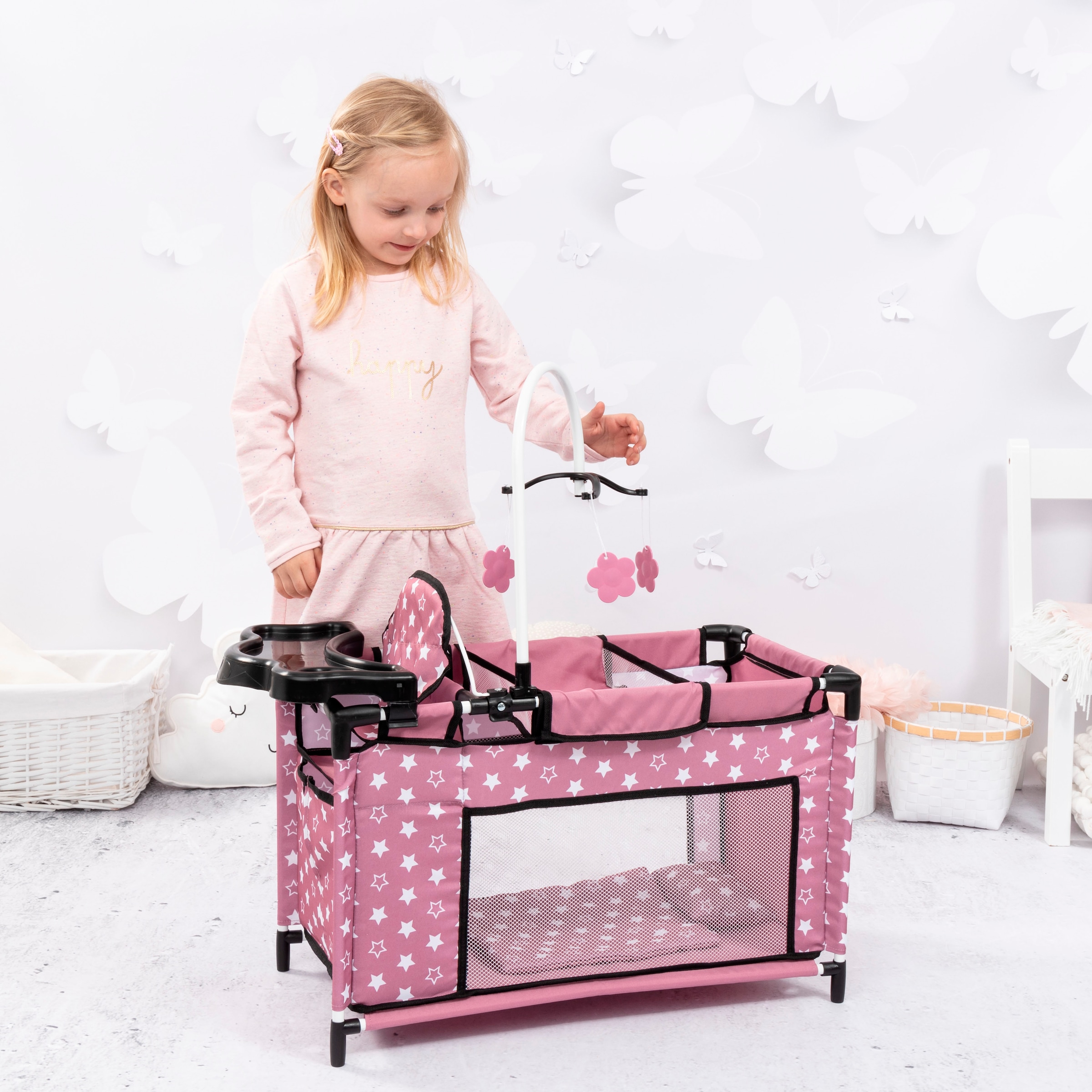 Bayer Lit de poupée »Multibett« mit integriertem Hochstuhl, Wickelablage und Mobile