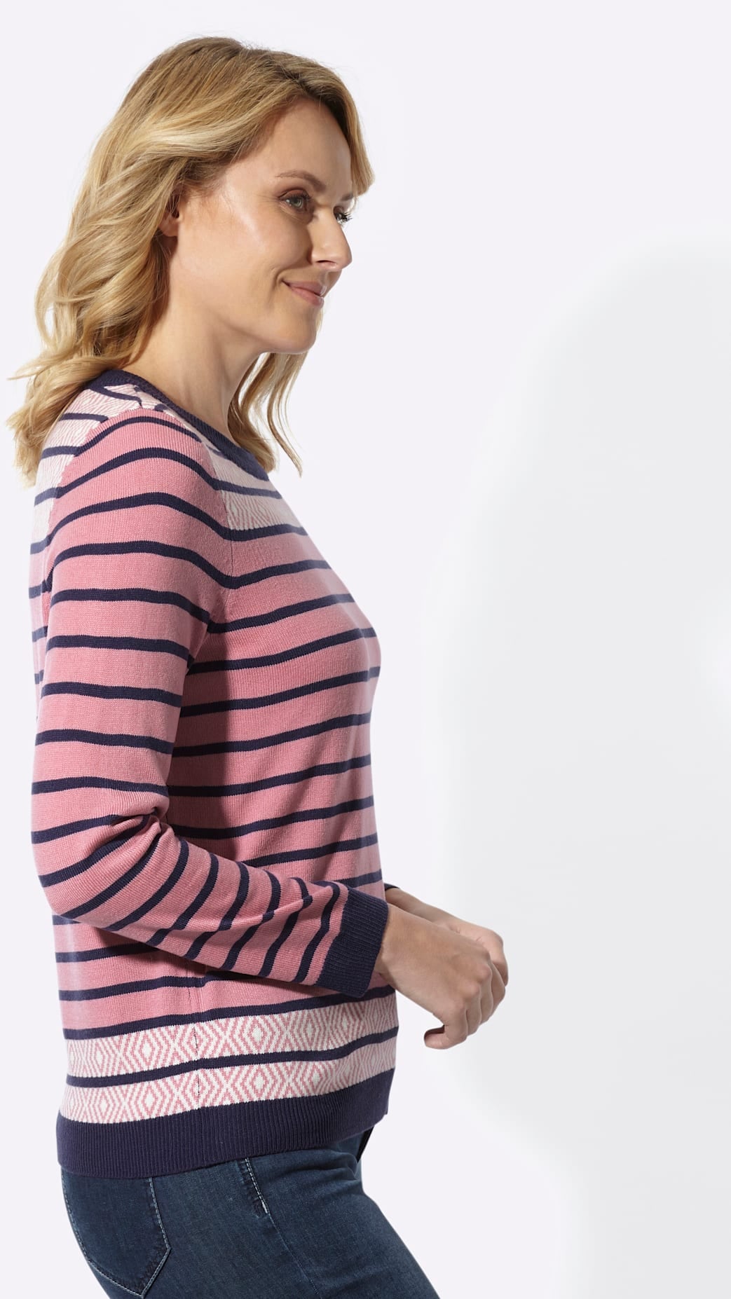 Classic Basics Pull à rayures »Rundhals-Pullover«