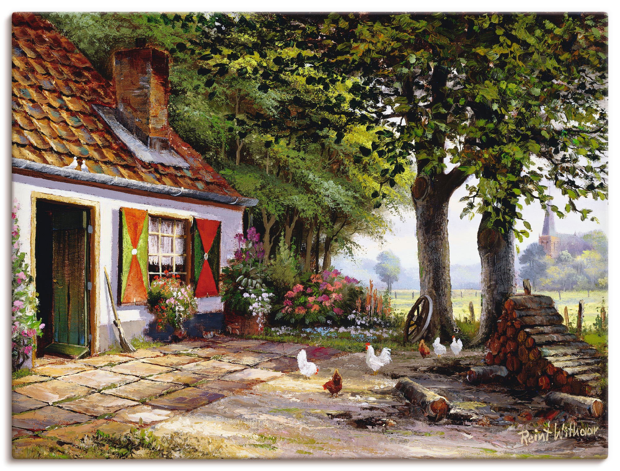 Garten, St.), »Hühner Leinwandbild, (1 auf dem oder Wandaufkleber versch. Wandbild Hof«, Grössen Poster in Artland kaufen als