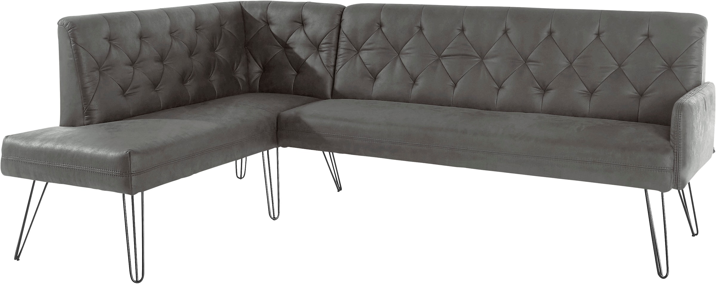 exxpo - sofa fashion Eckbank »Doppio, Chesterfield Optik, komfortabel und bequem, hohe Designfüsse«, Frei im Raum stellbar