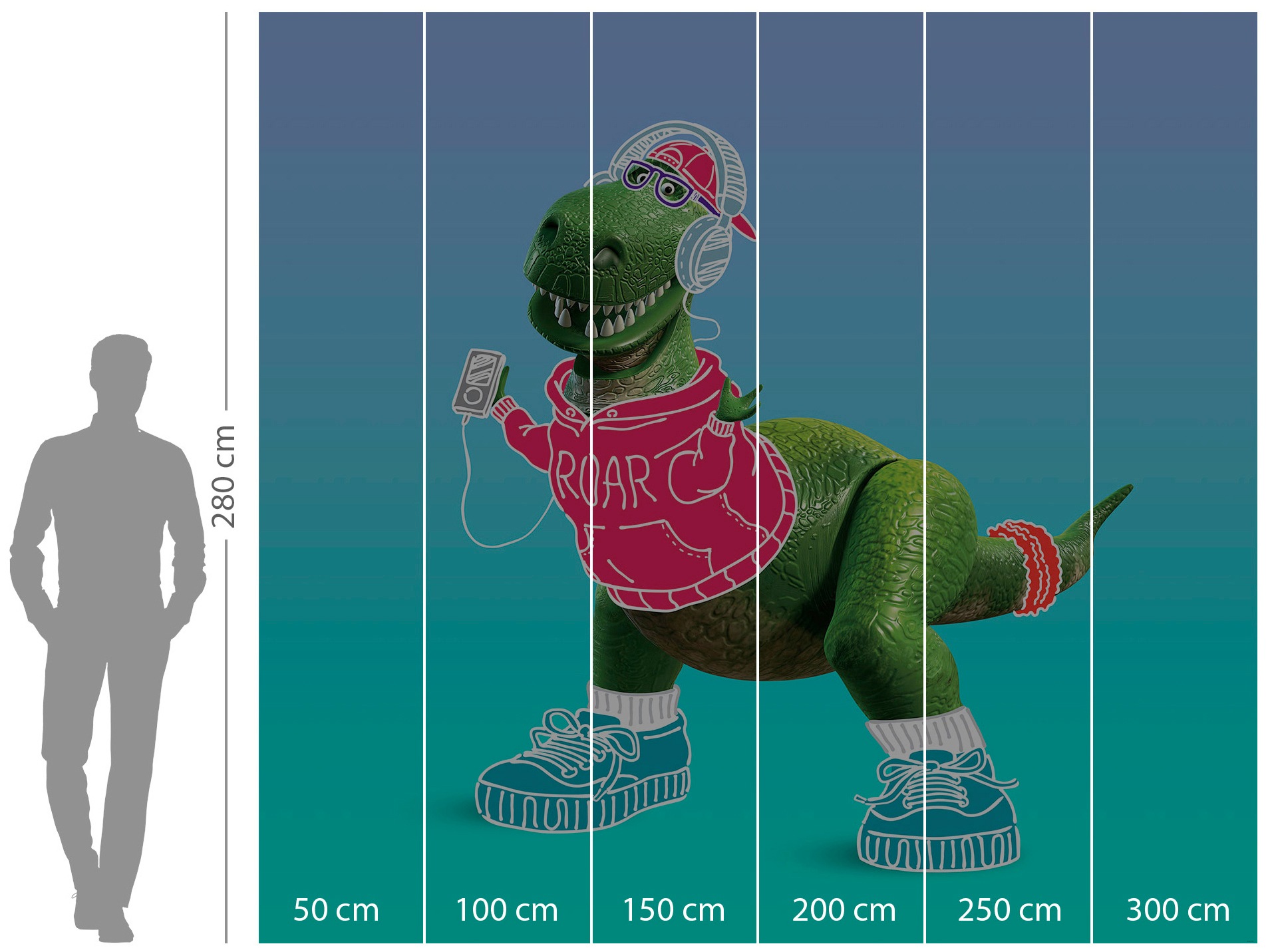 Komar Vliestapete »Digitaldruck Vlies - Toy Story Roar - Grösse 300 x 280 cm«, bedruckt, Kinderzimmer