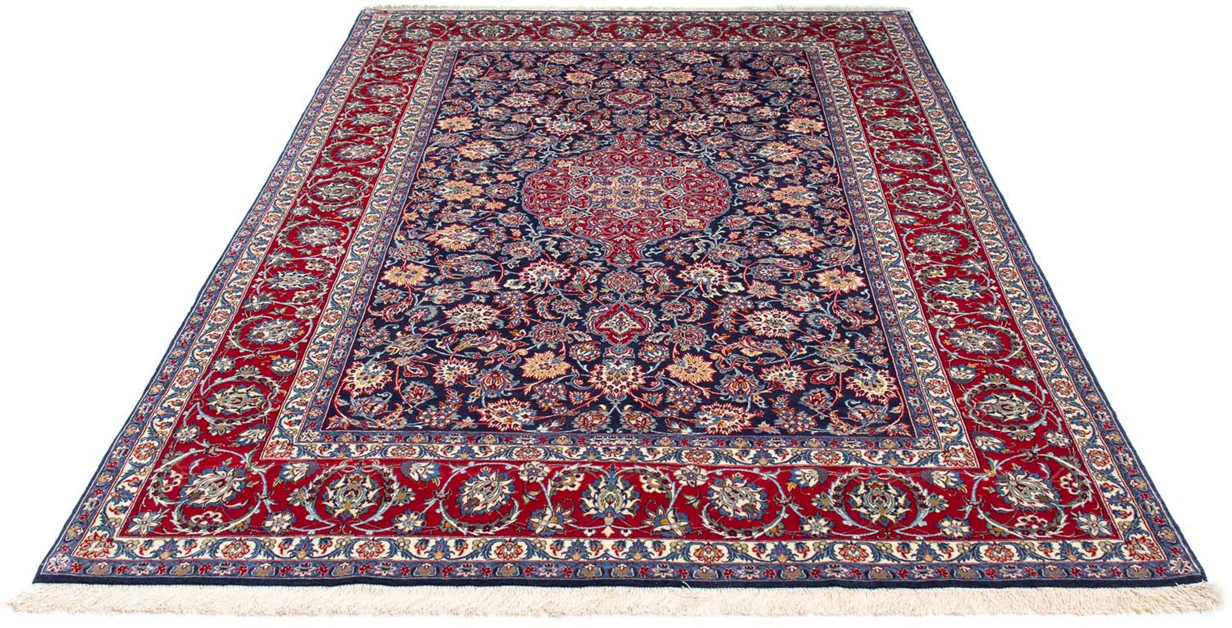 Image of morgenland Orientteppich »Perser - Isfahan - Premium - 238 x 171 cm - dunkelblau«, rechteckig, 6 mm Höhe, Wohnzimmer, Handgeknüpft, Einzelstück mit Zertifikat bei Ackermann Versand Schweiz