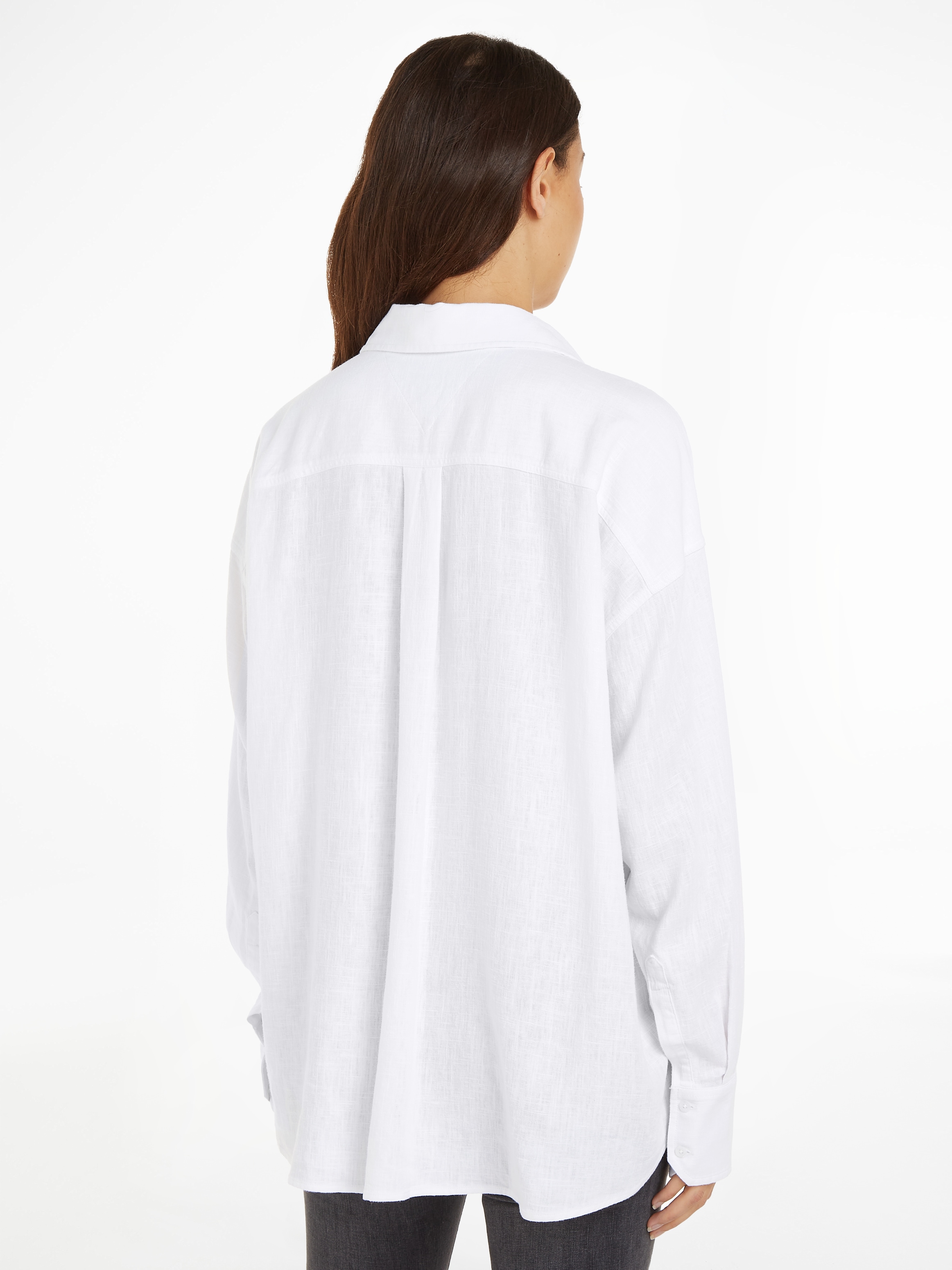 Tommy Jeans Klassische Bluse »TJW SP OVR LINEN SHIRT«, mit Tommy Jeans Flagge