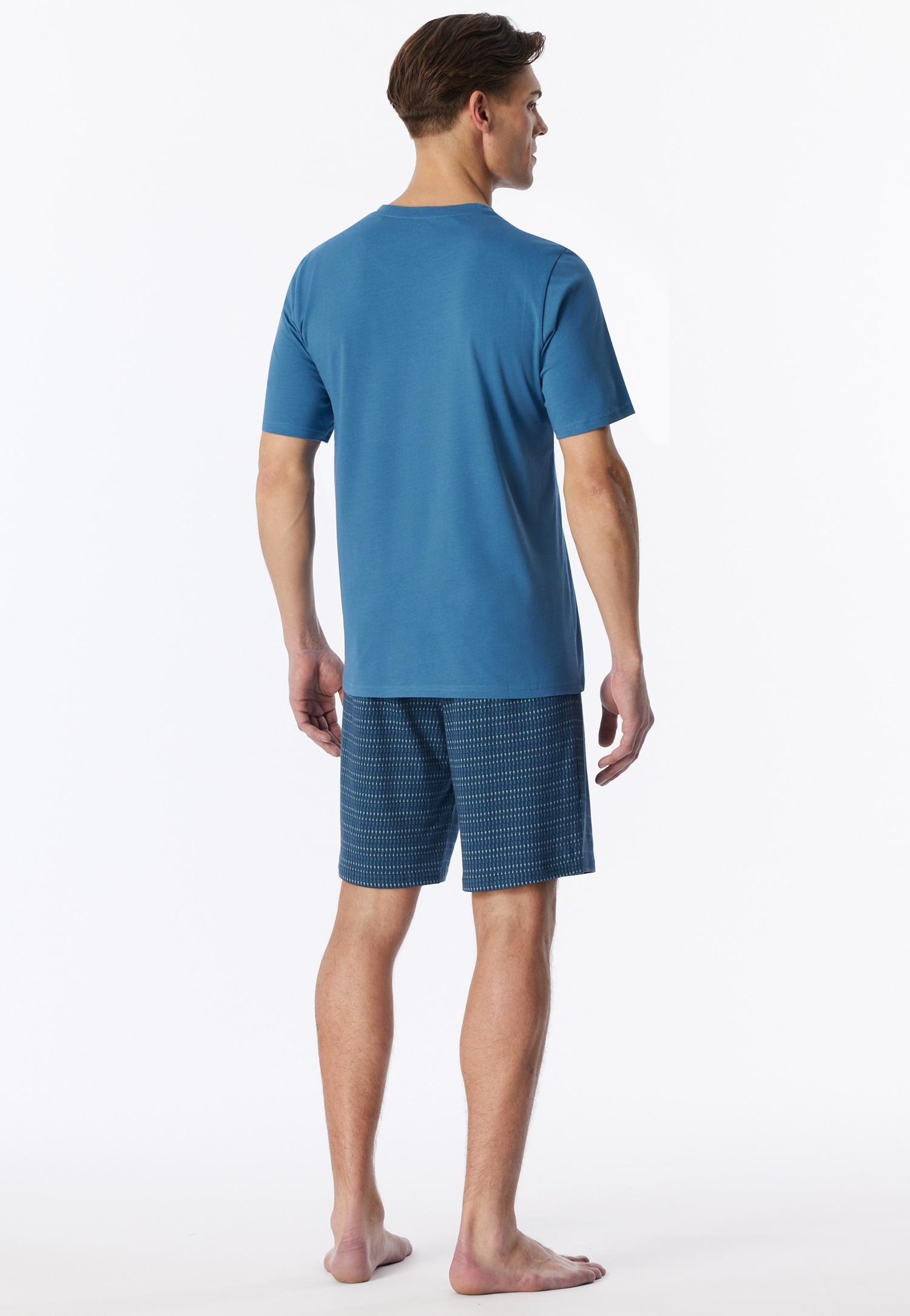 Schiesser Pyjama »Casual Essentials« 0, 2 mit unifarbenem Oberteil und gemusterter Hose