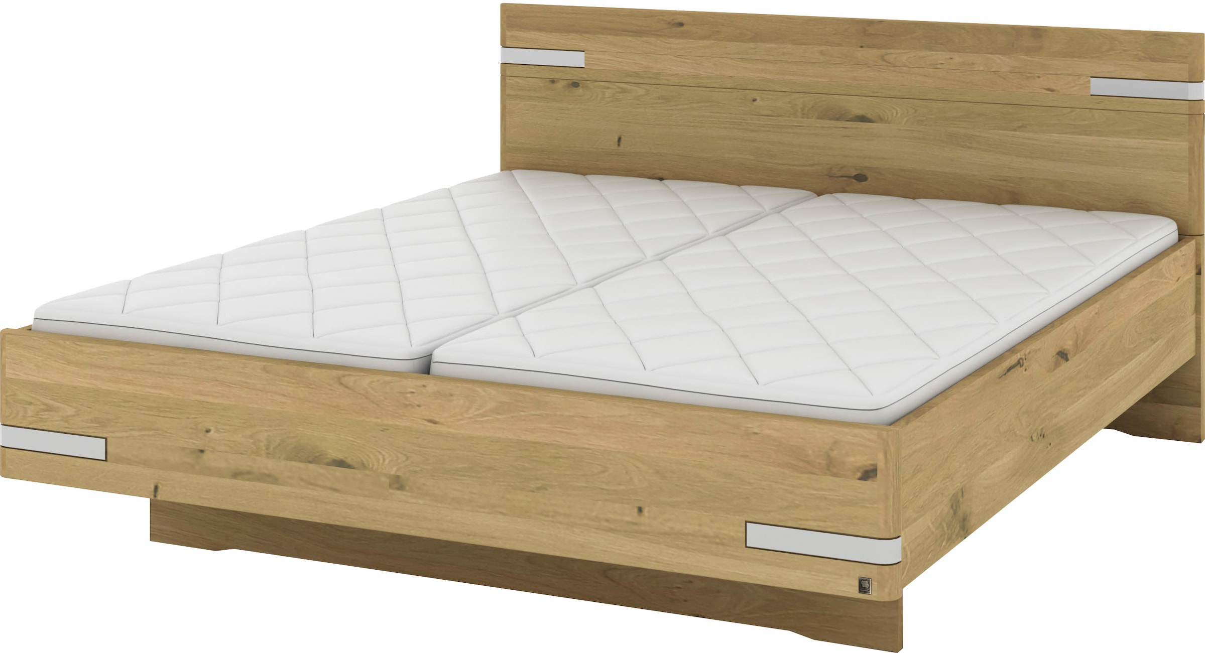 Musterring Holzbett »Savona, Bettgestell, Bettrahmen, teilmassiv Bianco-Eiche« Belastbarkeit 220 Kg, 4-fache Liegehöhenverstellung, MADE IN GERMANY,  Kopfteil in Bianco-Eiche massiv, Details in Chrom, verschiedene Grössen