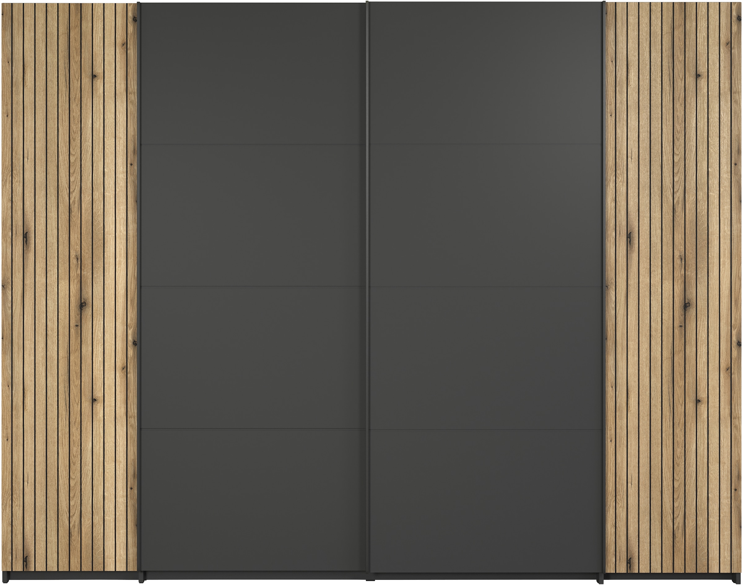 INOSIGN Schwebetürenschrank »Estepona« Kleiderschrank in Grau/Eiche wahlweise mit Passepartout/Einlegeböden