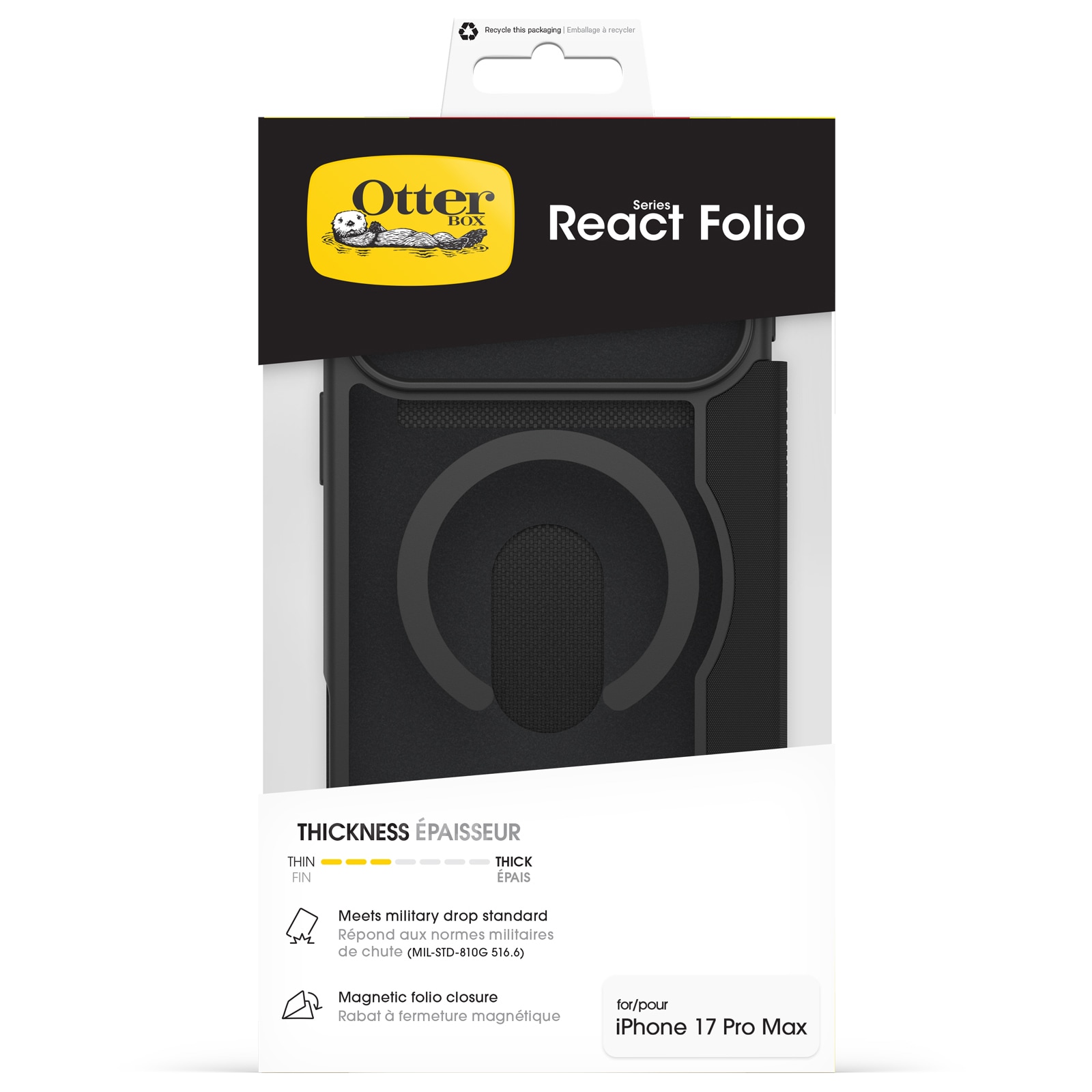 Otterbox Handyhülle »React Series Folio für Apple iPhone 17 Pro Max« Apple iPhone 17 Pro Max Backcover, Schutzhülle, Handyschutzhülle, Case, Schutzcase, stossfest