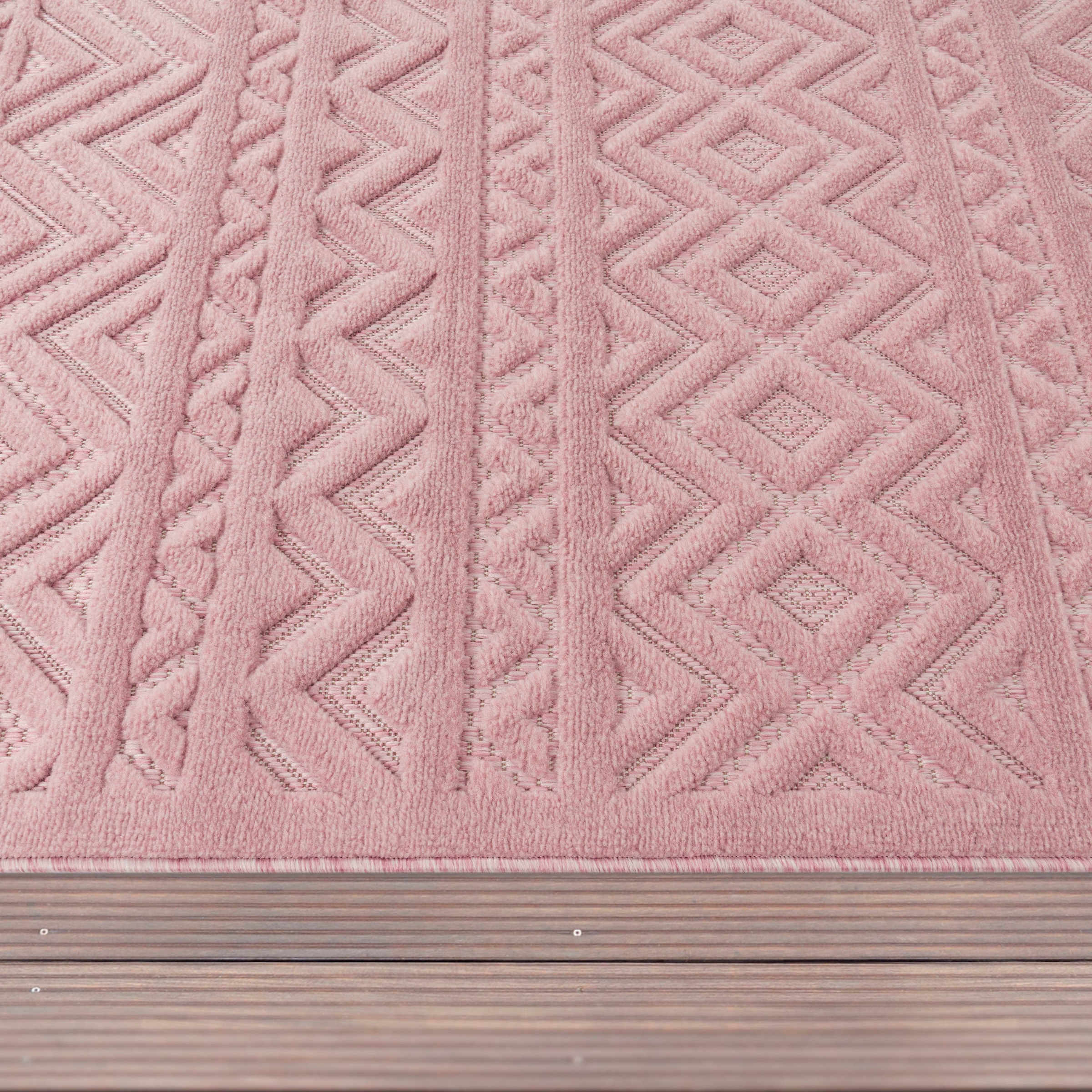 Paco Home Teppich Uni-Farben, »Livorno 673«, Scandi, Outdoor rechteckig, Rauten geeignet Muster, kaufen Effekt, Hoch-Tief