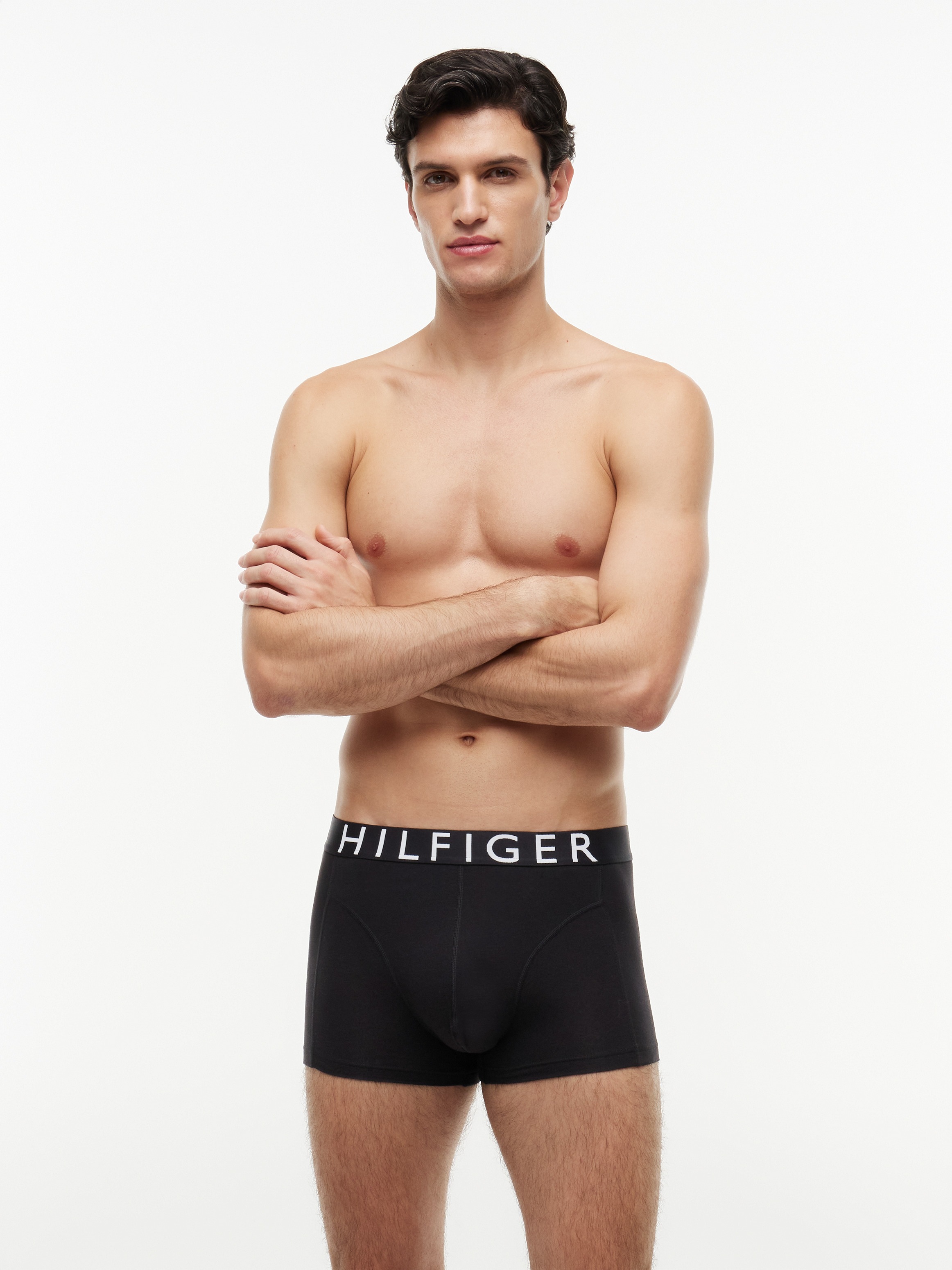 Tommy Hilfiger Underwear Tronc »mit Kontrast-Logo-Taillenbund« 3 cuis en coton stretch, hauteur normale à la taille