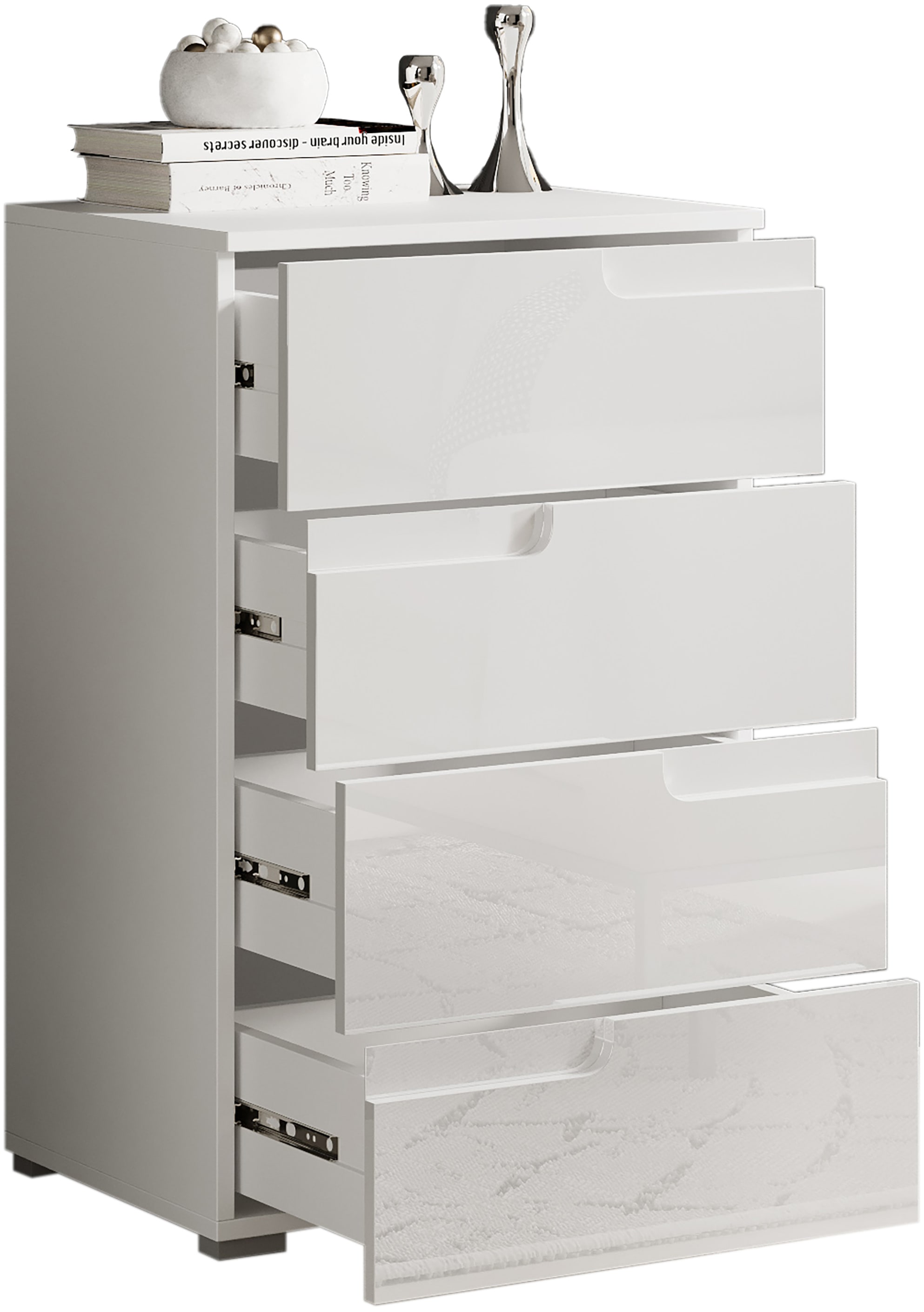 HBZ Kommode »Spice Weiss Hochglanz, BxHxT 50x80x40 cm« Kommode mit 4 Schubkästen