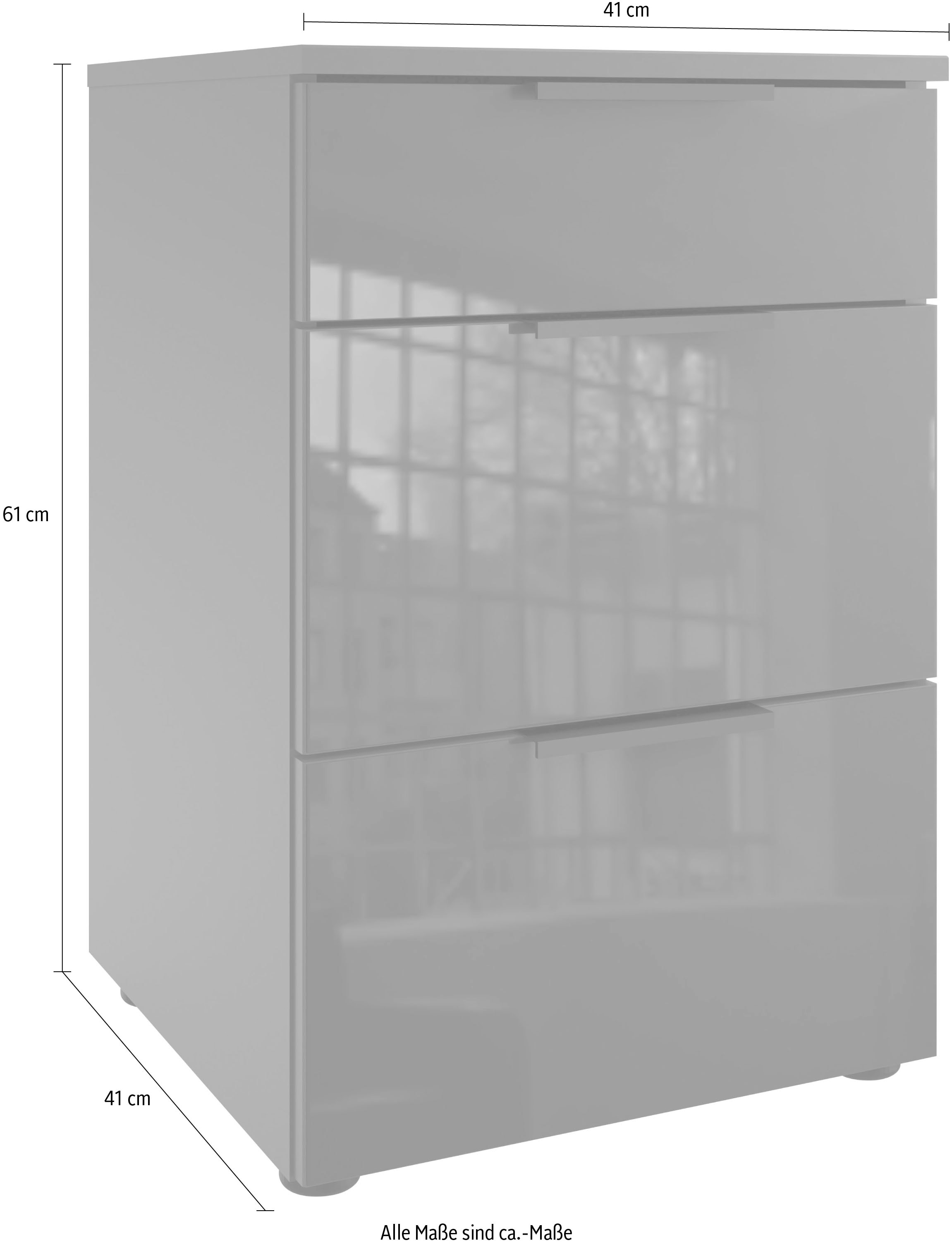 Wimex Nachtkommode »Level36 black C by fresh to go«, mit Glaselementen auf der Front, soft-close Funktion, 41cm breit