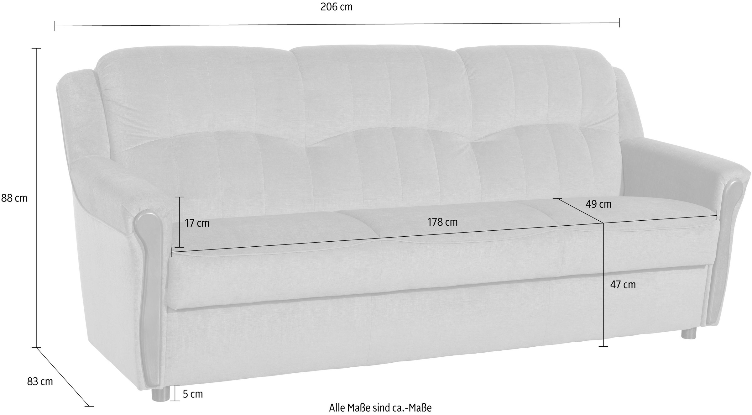 Max Winzer® 3-Sitzer »Trier«, inklusive Bettfunktion & Bettkasten, Breite 206 cm