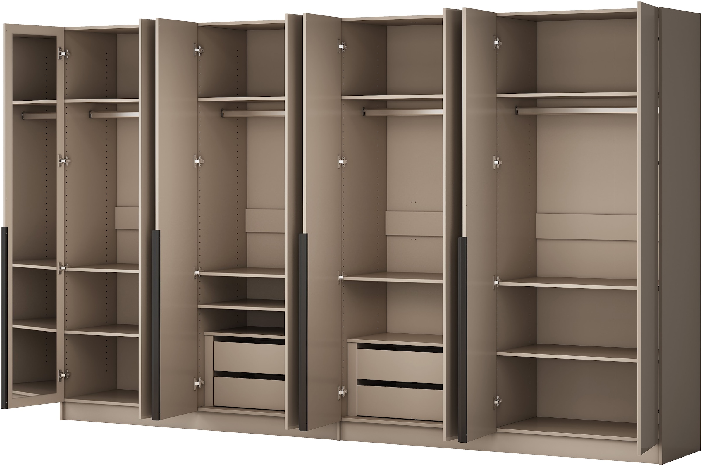 GOODproduct »Annor Schlafzimmerschrank Breite 323 cm hochglanz Schrank Garderobe« Armoire à portes battantes avec aménagement intérieur parfait - poignées de porte élégantes