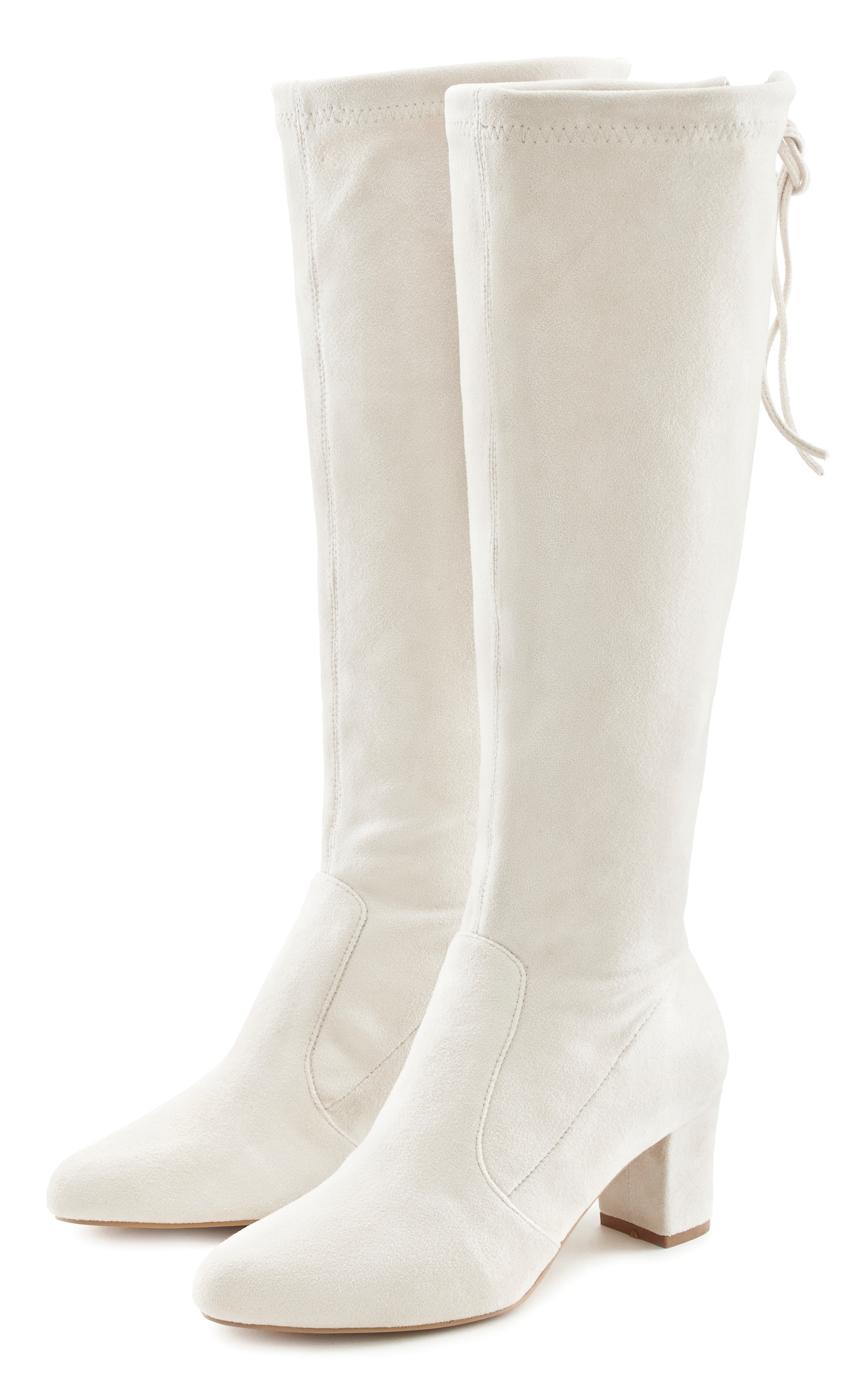 Image of LASCANA Schlupfstiefel "Schlupfboots, Slouchy Boots, Slip-On," aus stretchigem Material mit Blockabsatz in elegantem Design