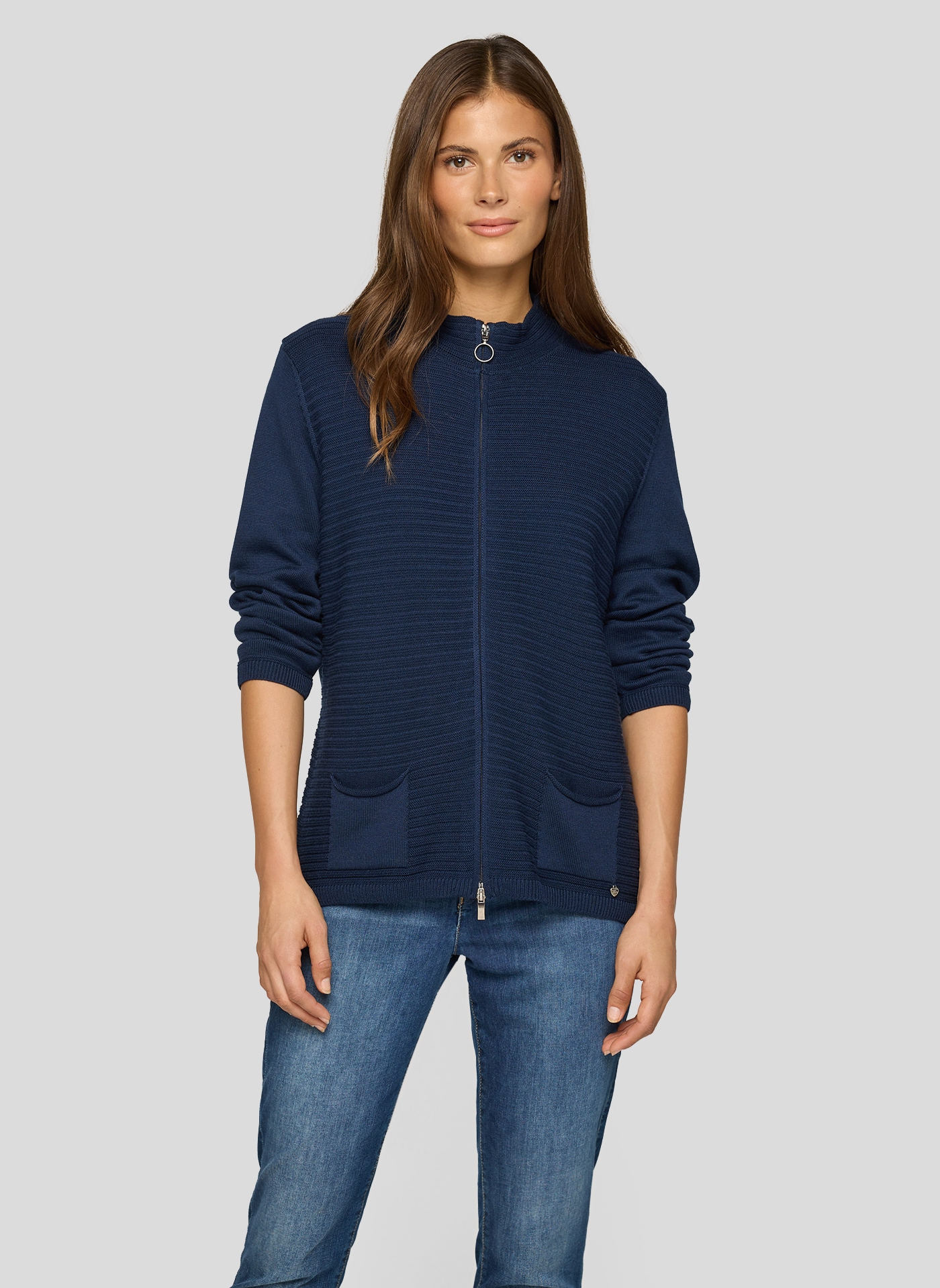Image of Rabe Strickjacke mit Reissverschluss und Stehkragen
