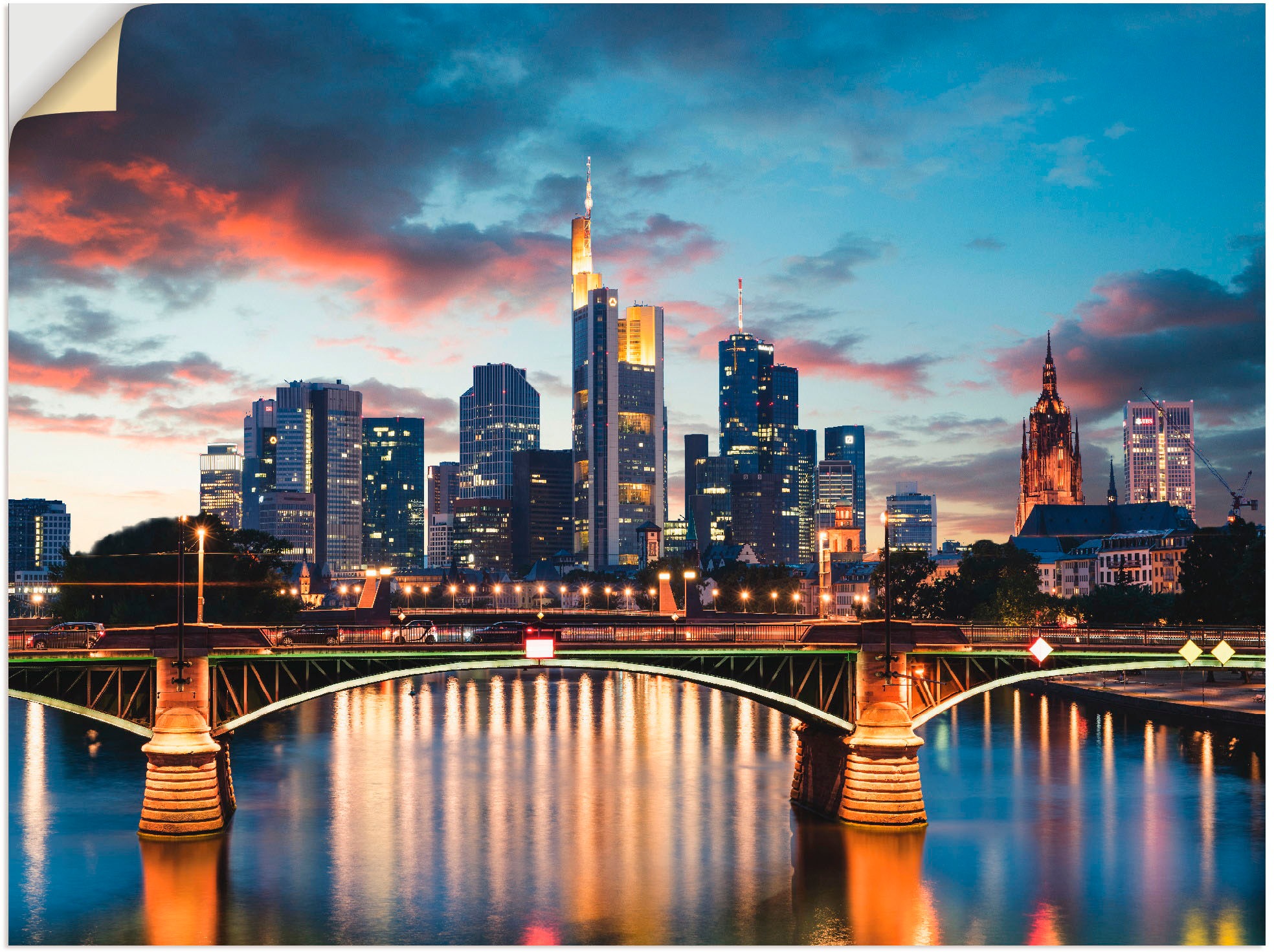 Image of Artland Wandbild »Frankfurt am Main Skyline II«, Deutschland, (1 St.), in vielen Grössen & Produktarten - Alubild / Outdoorbild für den Aussenbereich, Leinwandbild, Poster, Wandaufkleber / Wandtattoo auch für Badezimmer geeignet bei Ackermann Versand Schw