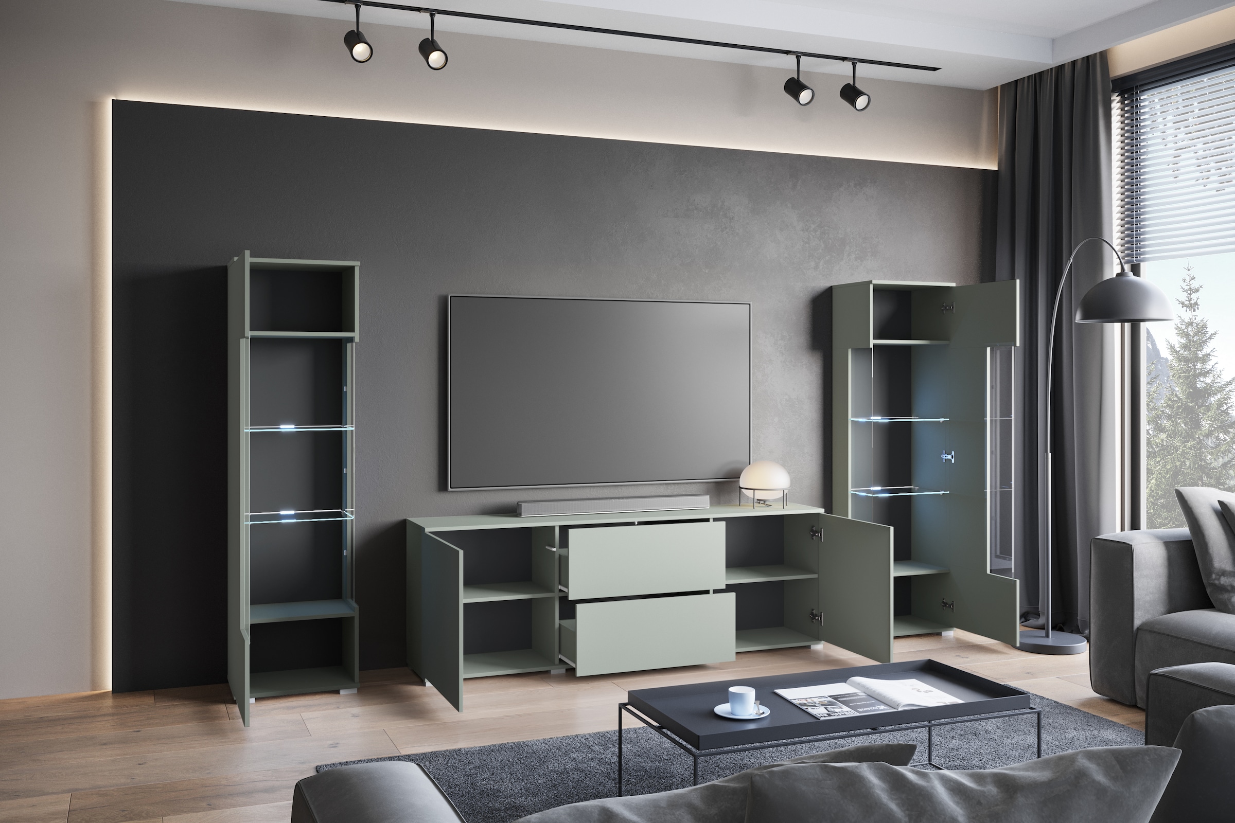 GOODproduct Wohnwand »KENIA« Komplett-Set, 3 Stk. tlg.