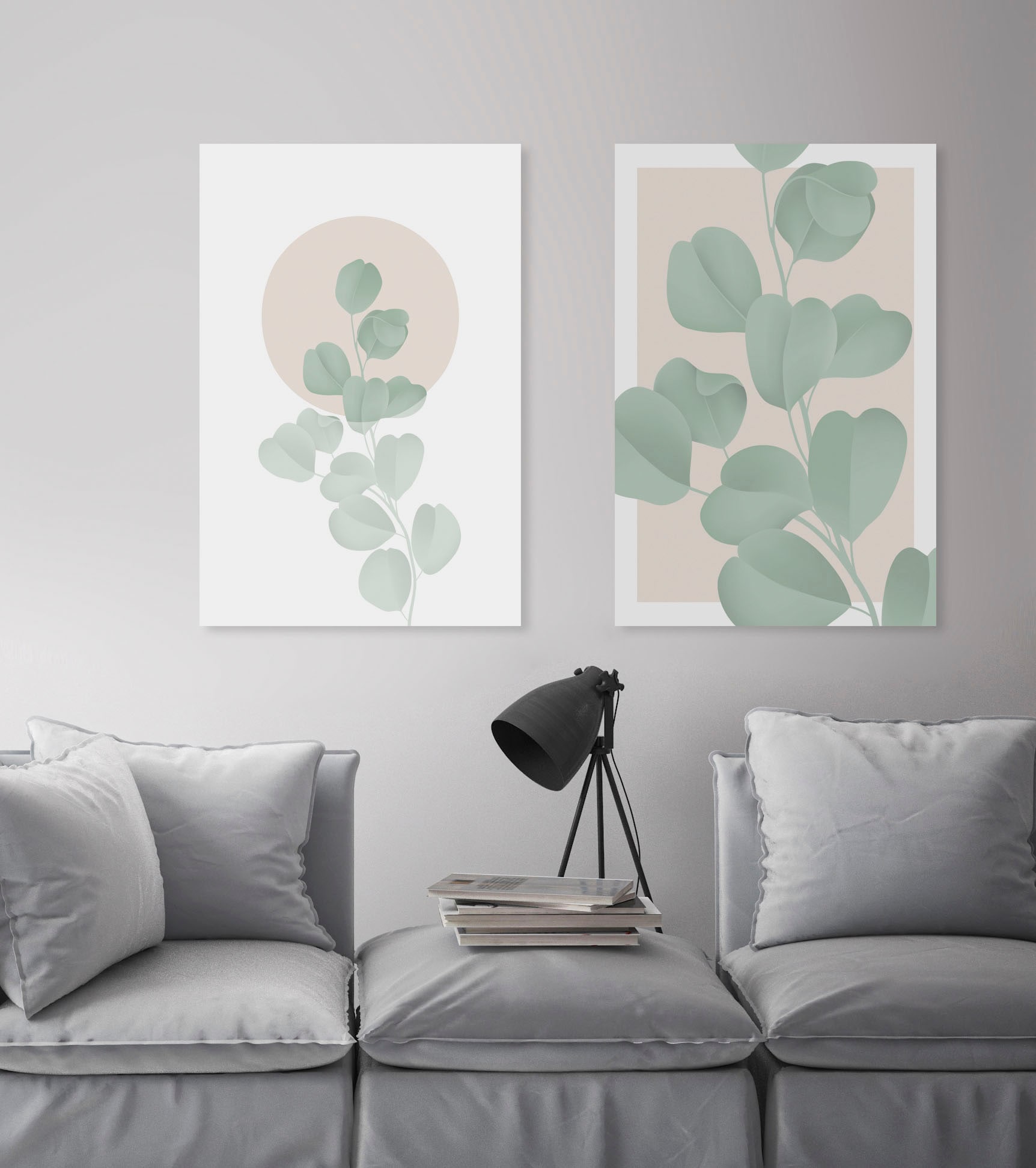 queence Tableau sur toile »Blätter rosa Kreis« Premium-Leinwandstoff, Handarbeit aus Deutschland