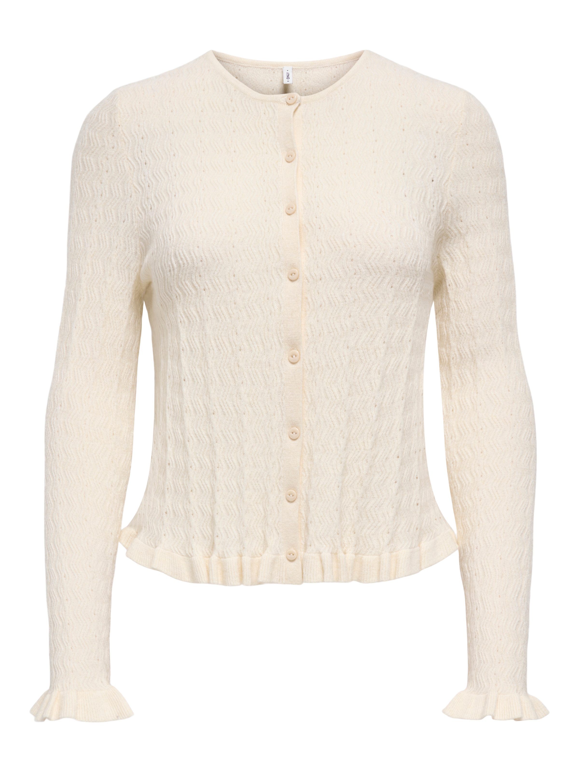 ONLY Veste en tricot »ONLIBI LS O-NECK FRILL CARDI EX KNT« mélange viscose, coupe régulière