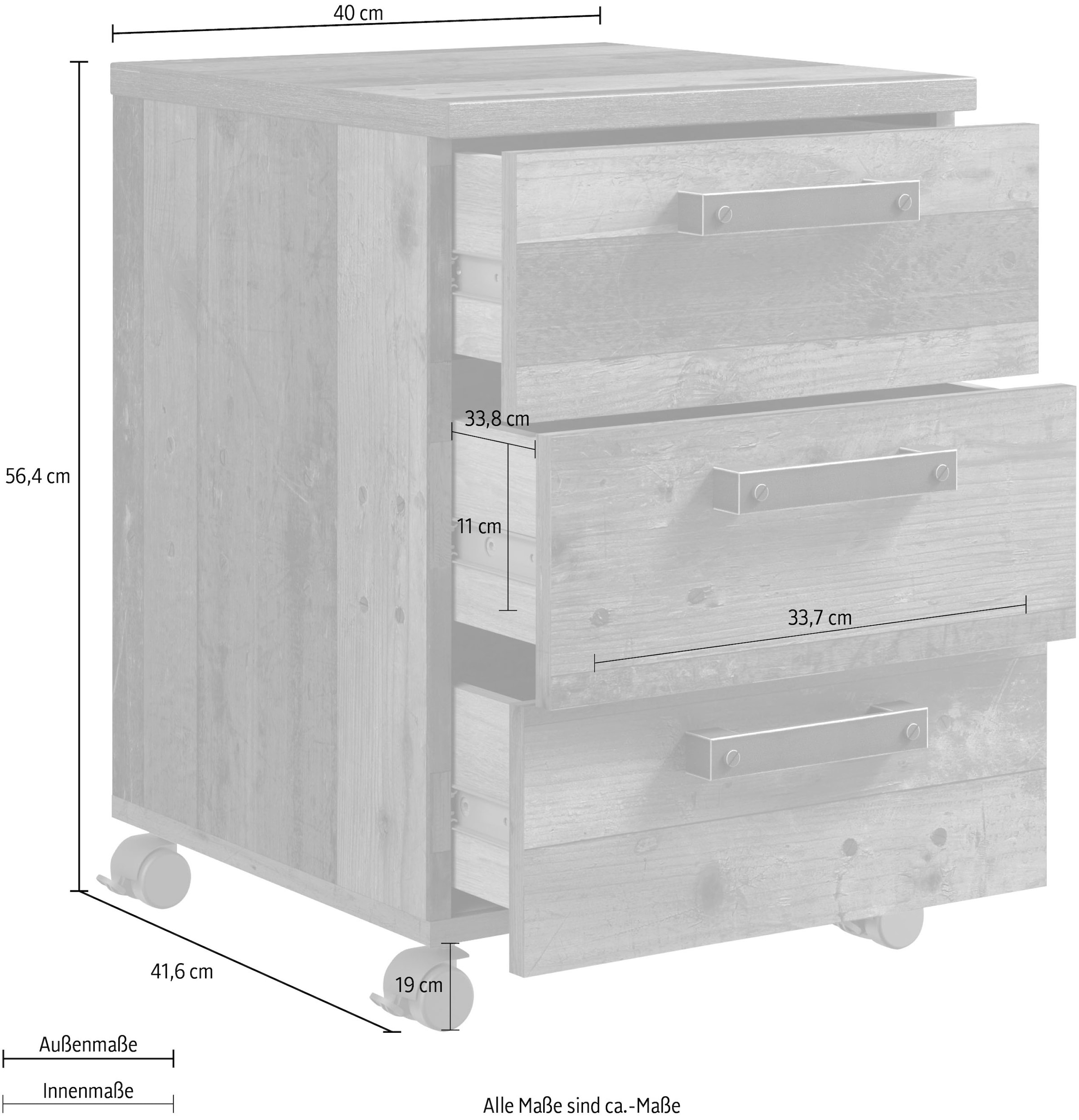 FORTE Rollcontainer »Clif« Schreibtischcontainer im Industriestil