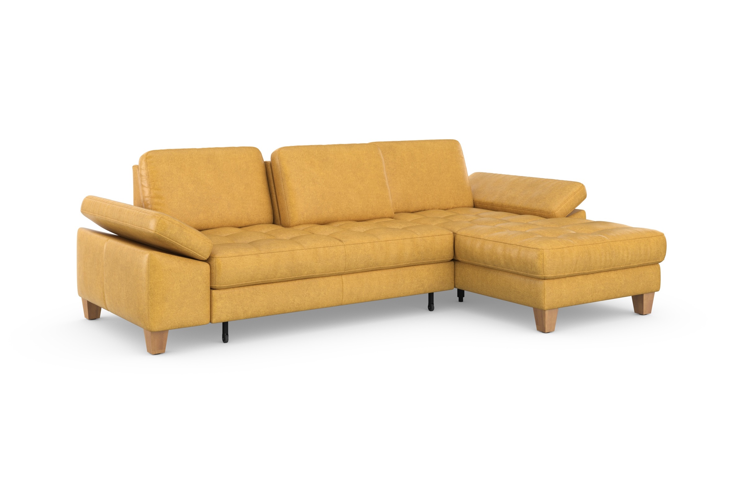 sit&more Ecksofa »Westham L-Form«, mit Recamiere, mit oder ohne Bettfunktion, Bettkasten, Füsse Eiche