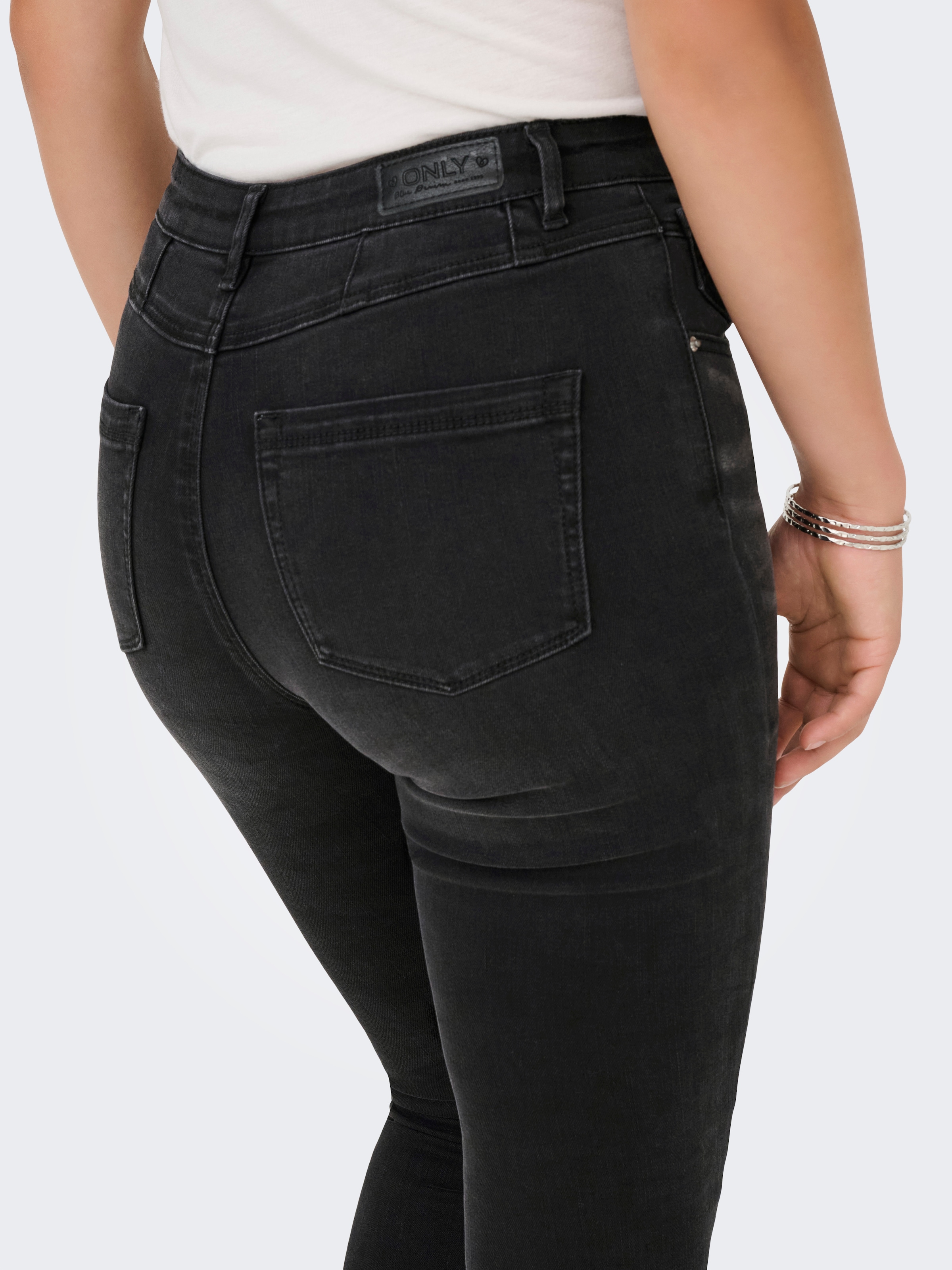 ONLY »ONLWAUW HW DOU BUT CUT SKINNY DNM EXT« Materialmix, skinny fit