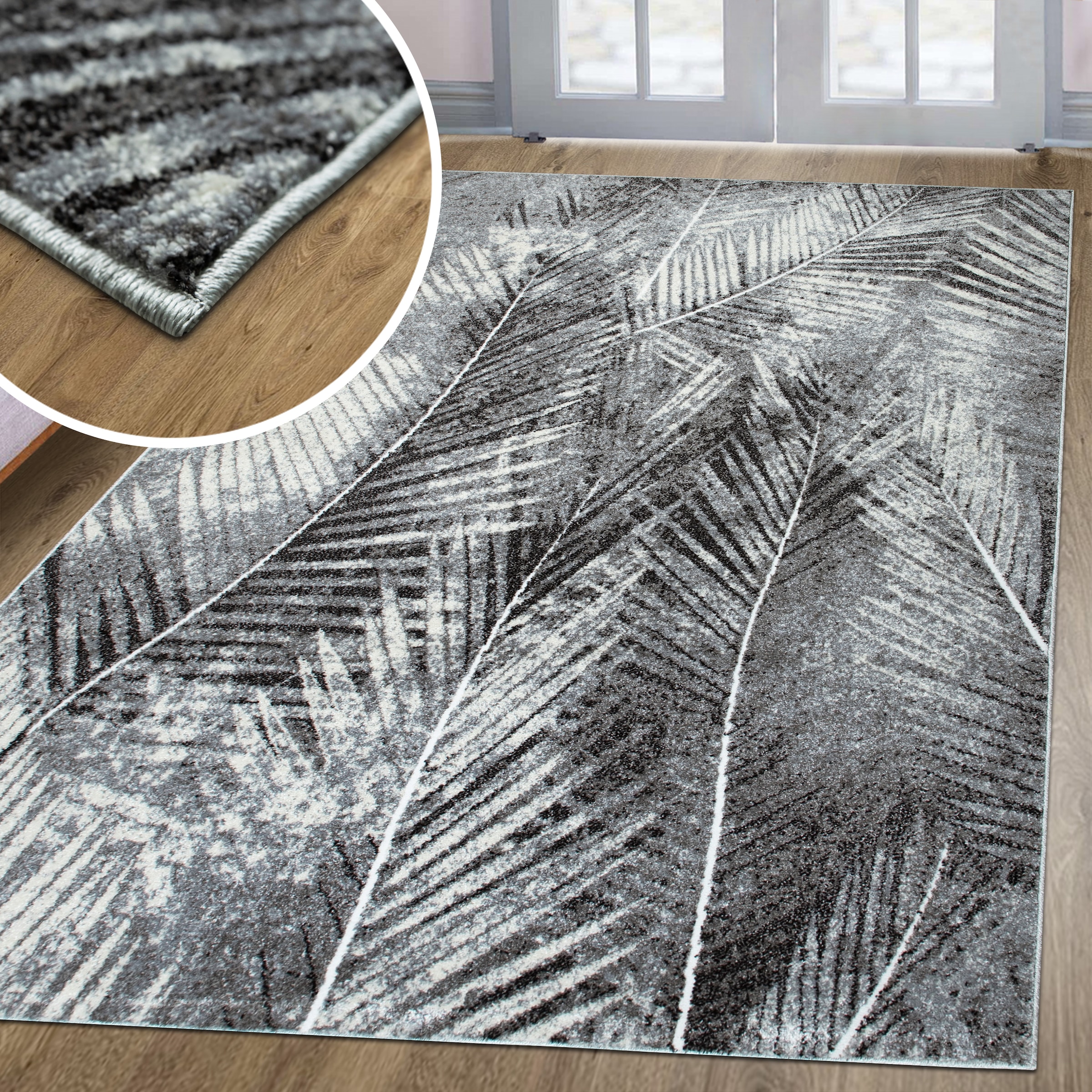 GOODproduct Teppich »Kiliv, modernes Blatt Design« rechteckig 9 mm Höhe mit besonders weichem Flor, Kurzflor,