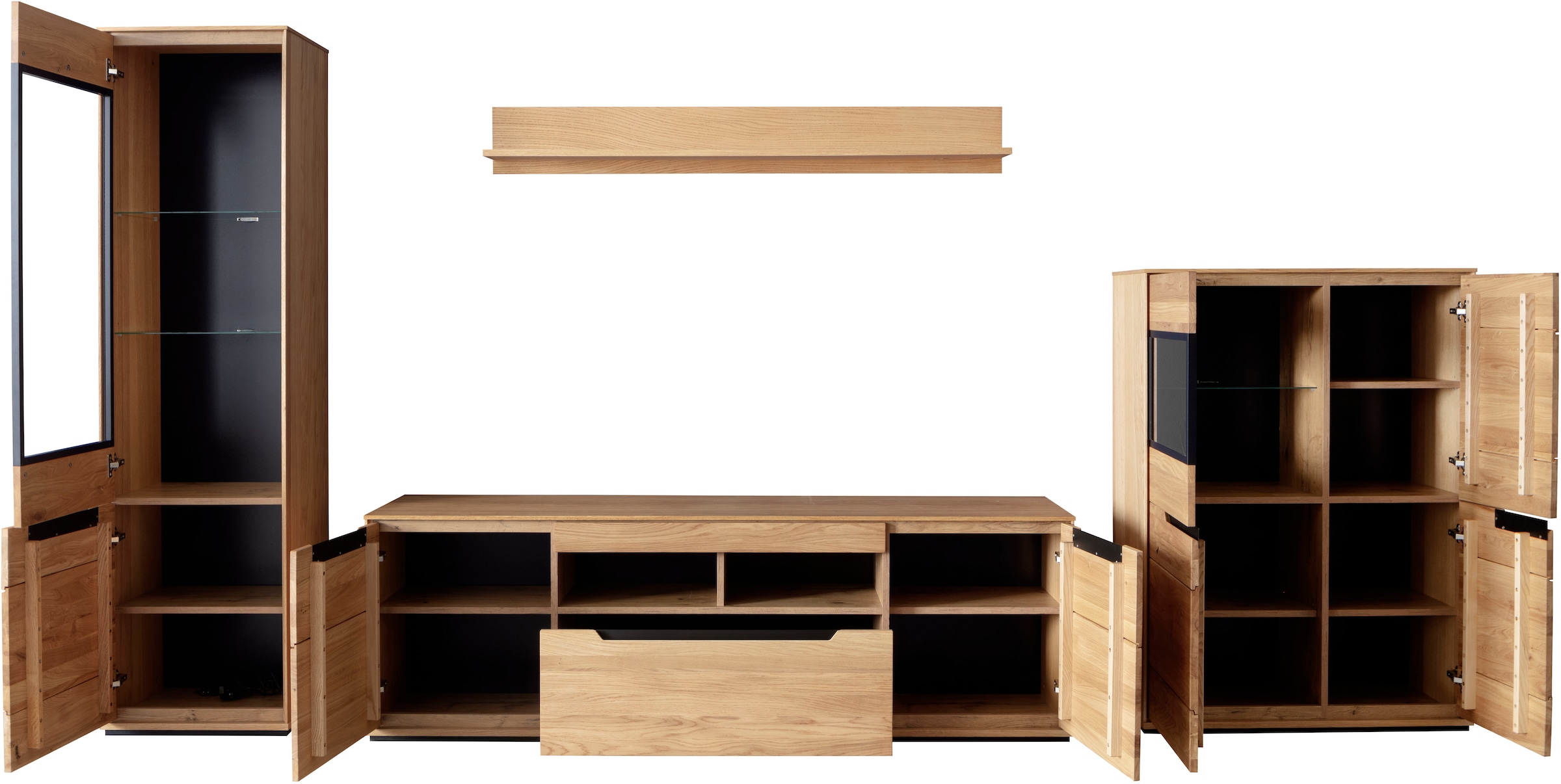 MCA living Meuble mural »Araya Wohnkombination II« Komplett-Set, optional: Glaskantenbeleuchtung, 4 cuis tlg.