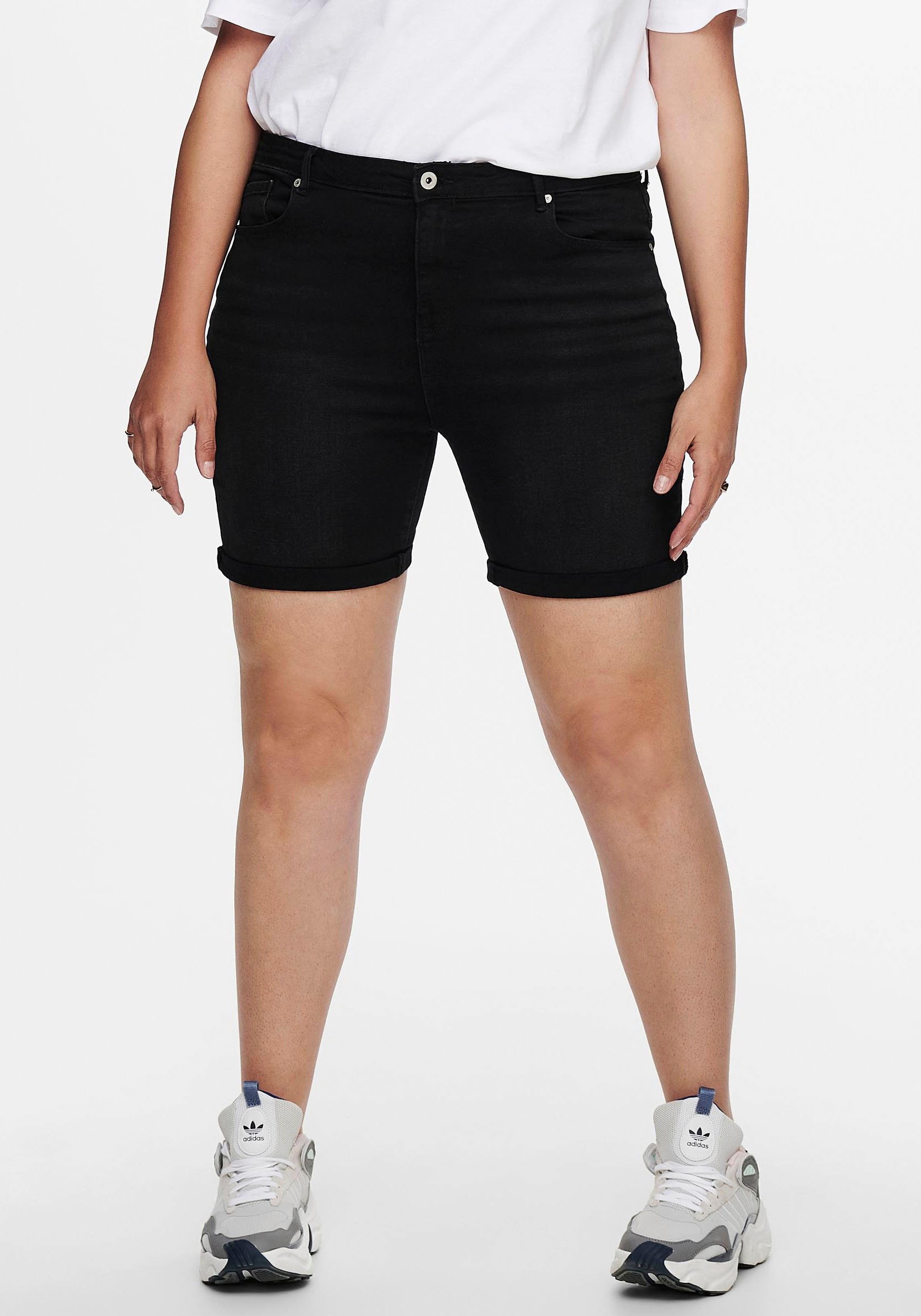 Image of ONLY CARMAKOMA Jeansshorts, mit leichten Abriebeffekten bei Ackermann Versand Schweiz