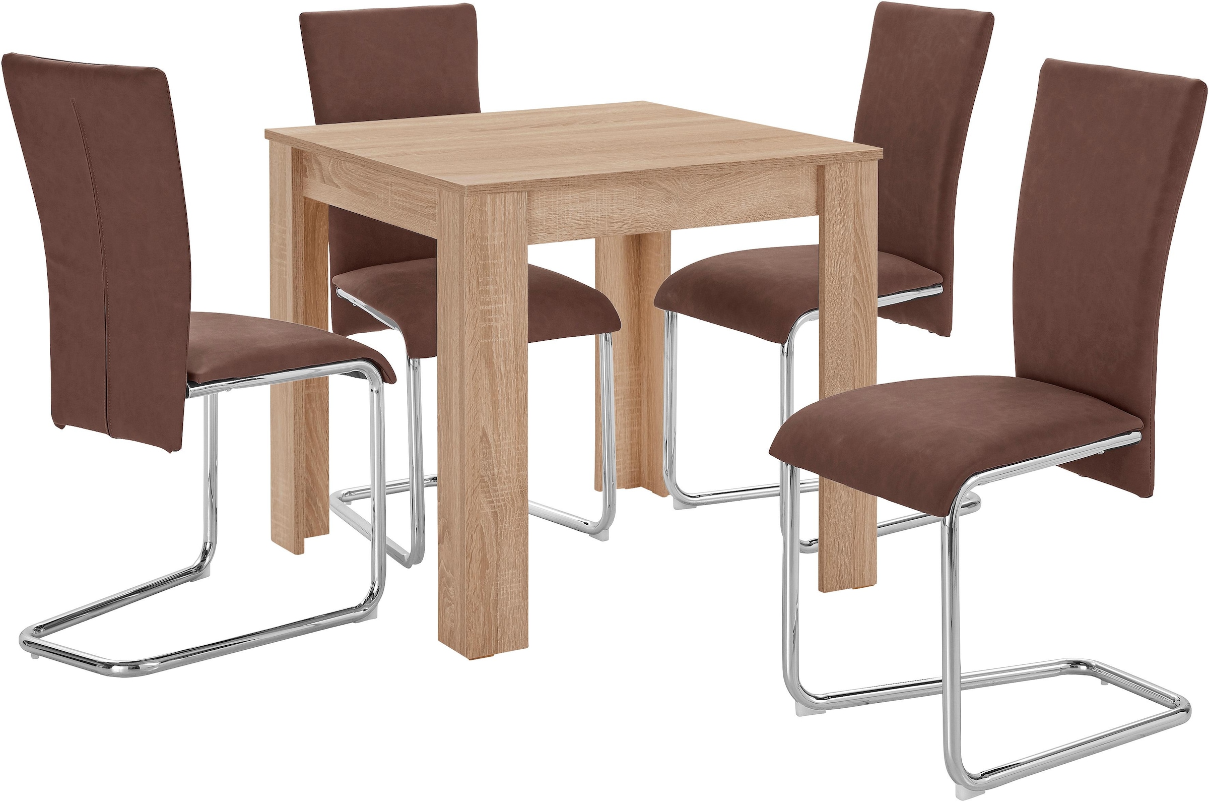 Homexperts Essgruppe »Nick1-Mulan«, (Set, 5 tlg.), Tisch in eichefarben  sägerau, Breite 80 cm jetzt kaufen