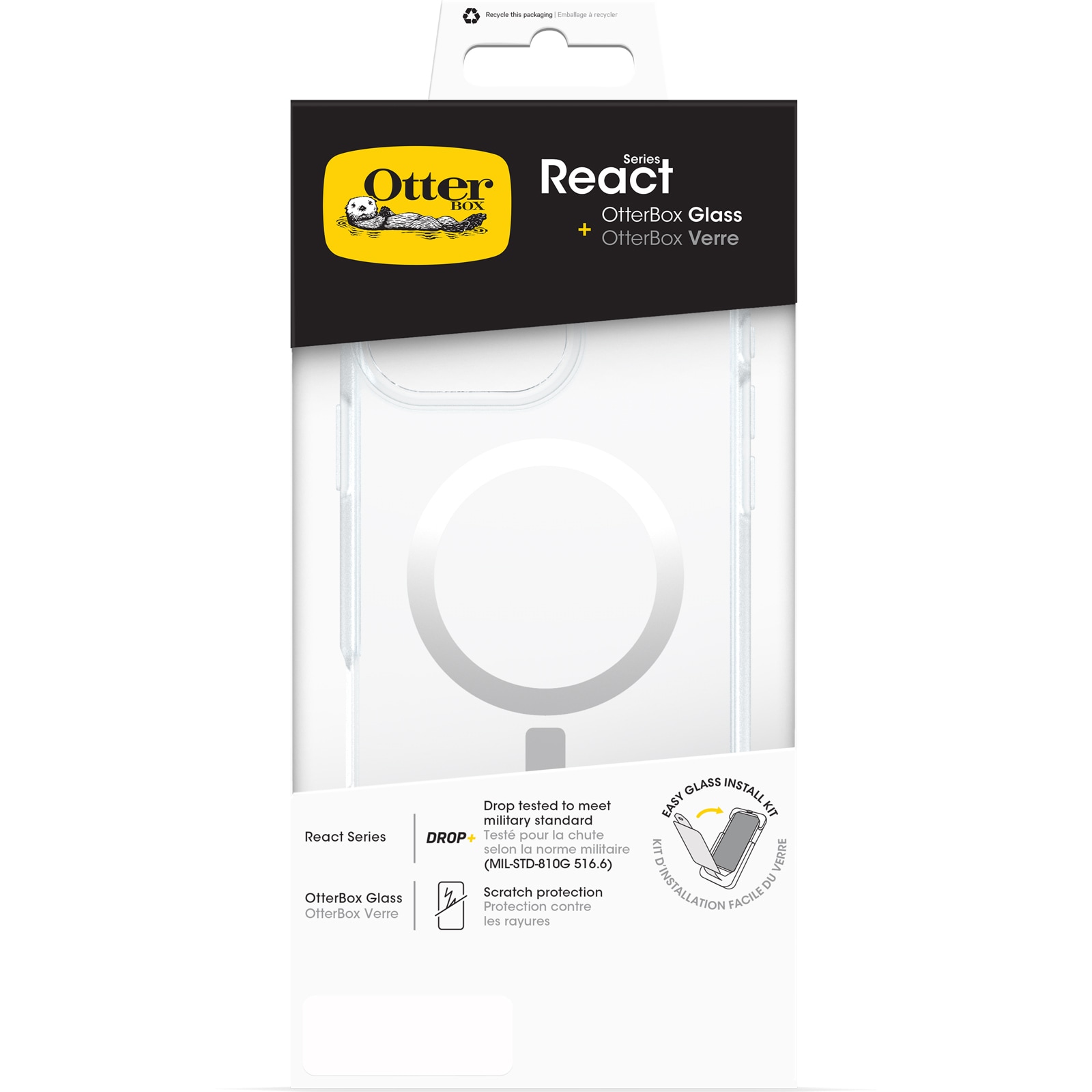 Otterbox Handyhülle »React + Glass für Apple iPhone 16 Pro Max«, iPhone 16, Backcover, Schutzhülle, Displayschutzglas, stossfest