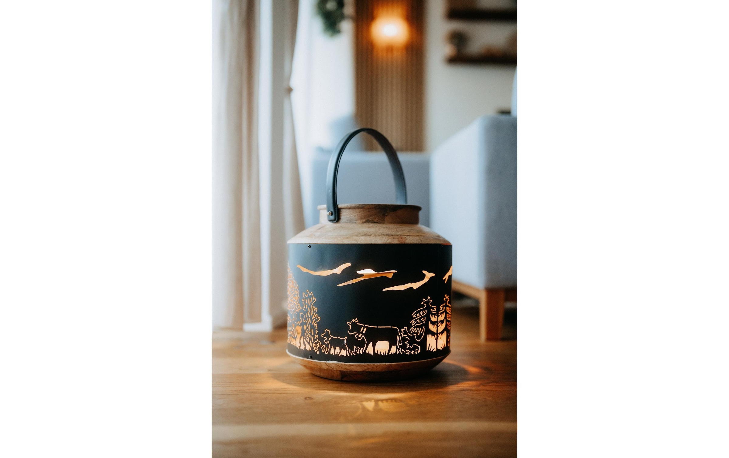 Kadastar Lanterne à bougie »Bergchilbi 37 cm« Laterne Scherenschnitt