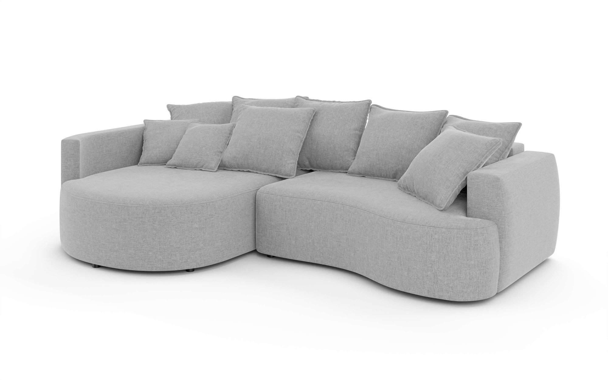 INOSIGN Ecksofa »Kahekili, Schlafsofa mit Bettkasten, Masse B/T/H: 255/181/90/ cm«, L-Form mit Wellenunterfederung, 7 Rückenkissen und 2 Zierkissen