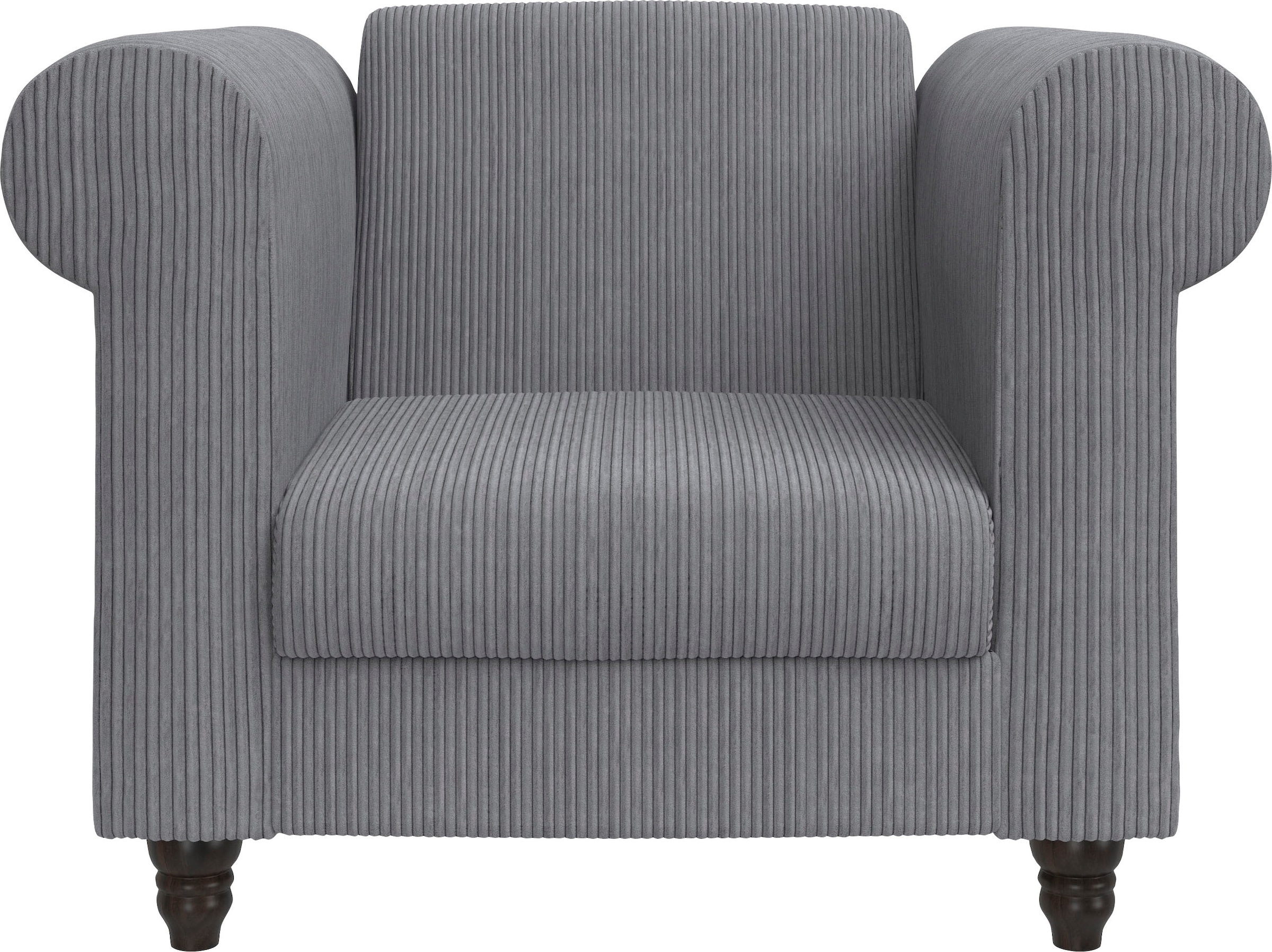 Dorel Home Chesterfield-Sessel »Felix II in Breit-Cord«, mit Rückenlehne 3-fach verstellbar, Beine Massivholz, Sitzhöhe 46 cm
