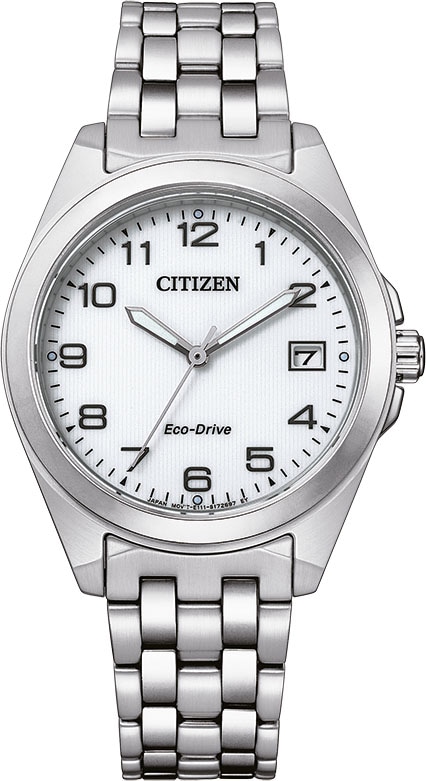 Image of Citizen Solaruhr Armbanduhr, Damenuhr, Edelstahlarmband, bis 10 bar wasserdicht, Datum