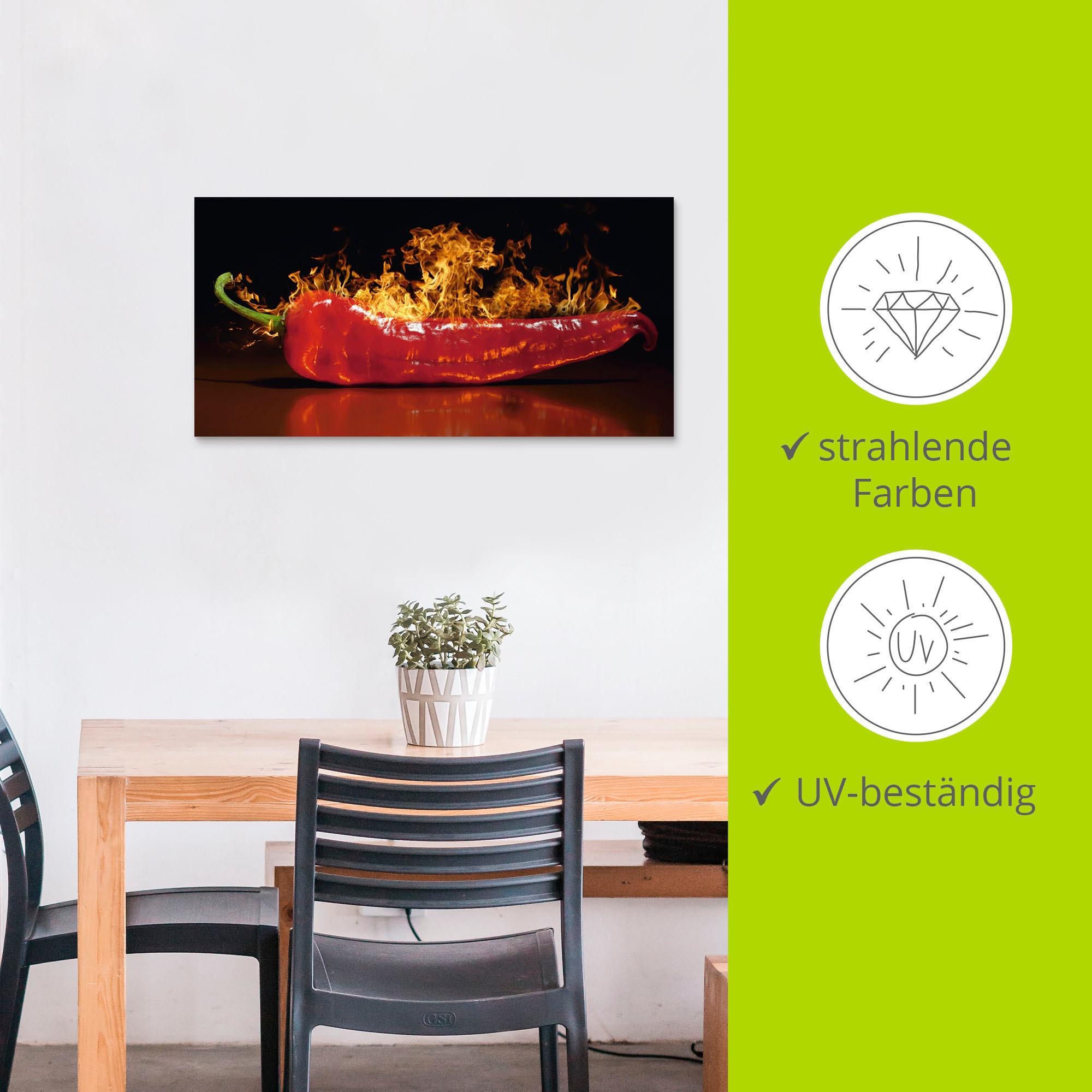 Artland Wandbild »Roter scharfer Chilipfeffer« Lebensmittel 1 Stk. tlg. als Alubild, Leinwandbild in verschied. Grössen