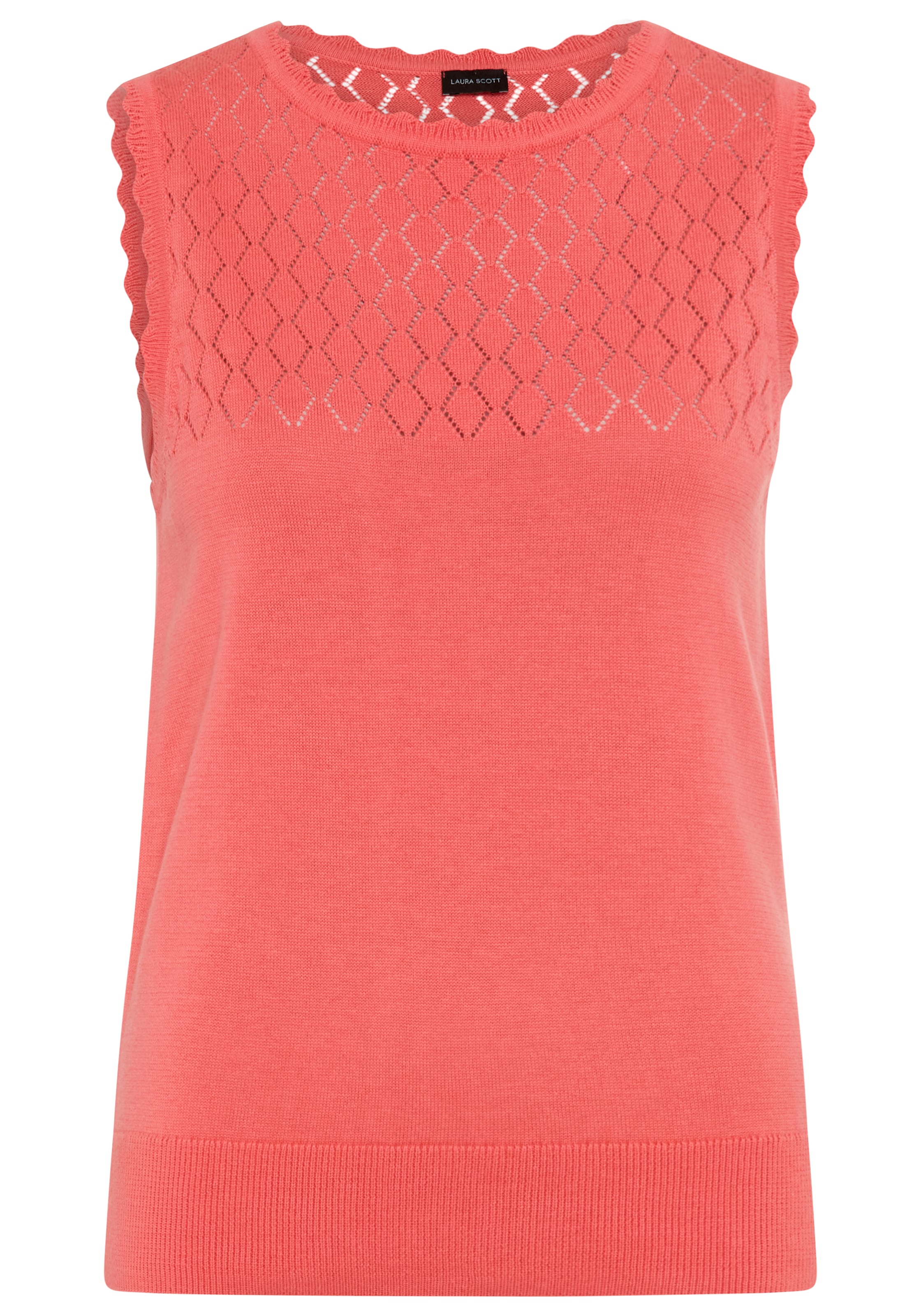 Laura Scott Top en tricot mit modernem Lochstrick und femininer Wellenkante