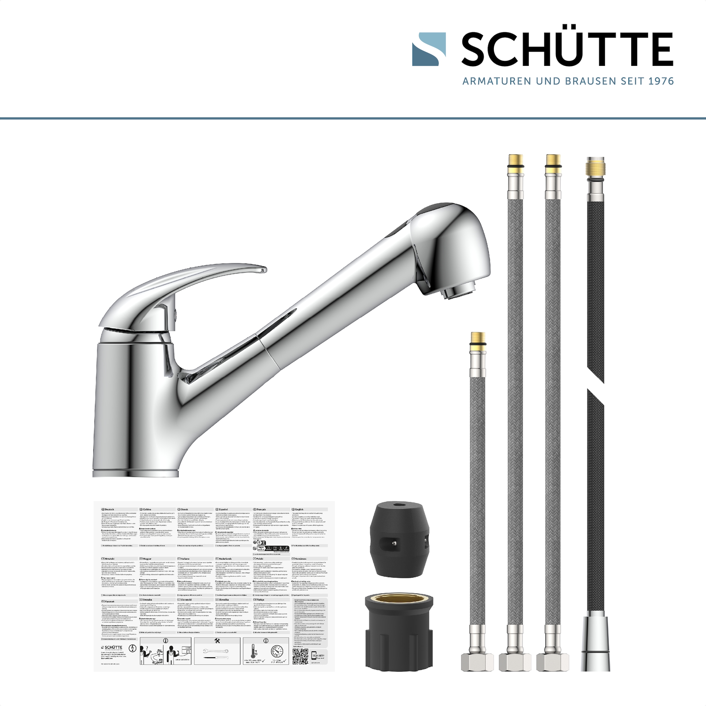 Schütte Spültischarmatur »ABERDEEN« mit Geschirrbrause, Niederdruck Armatur Küche, 150° schwenkbar, Chrom