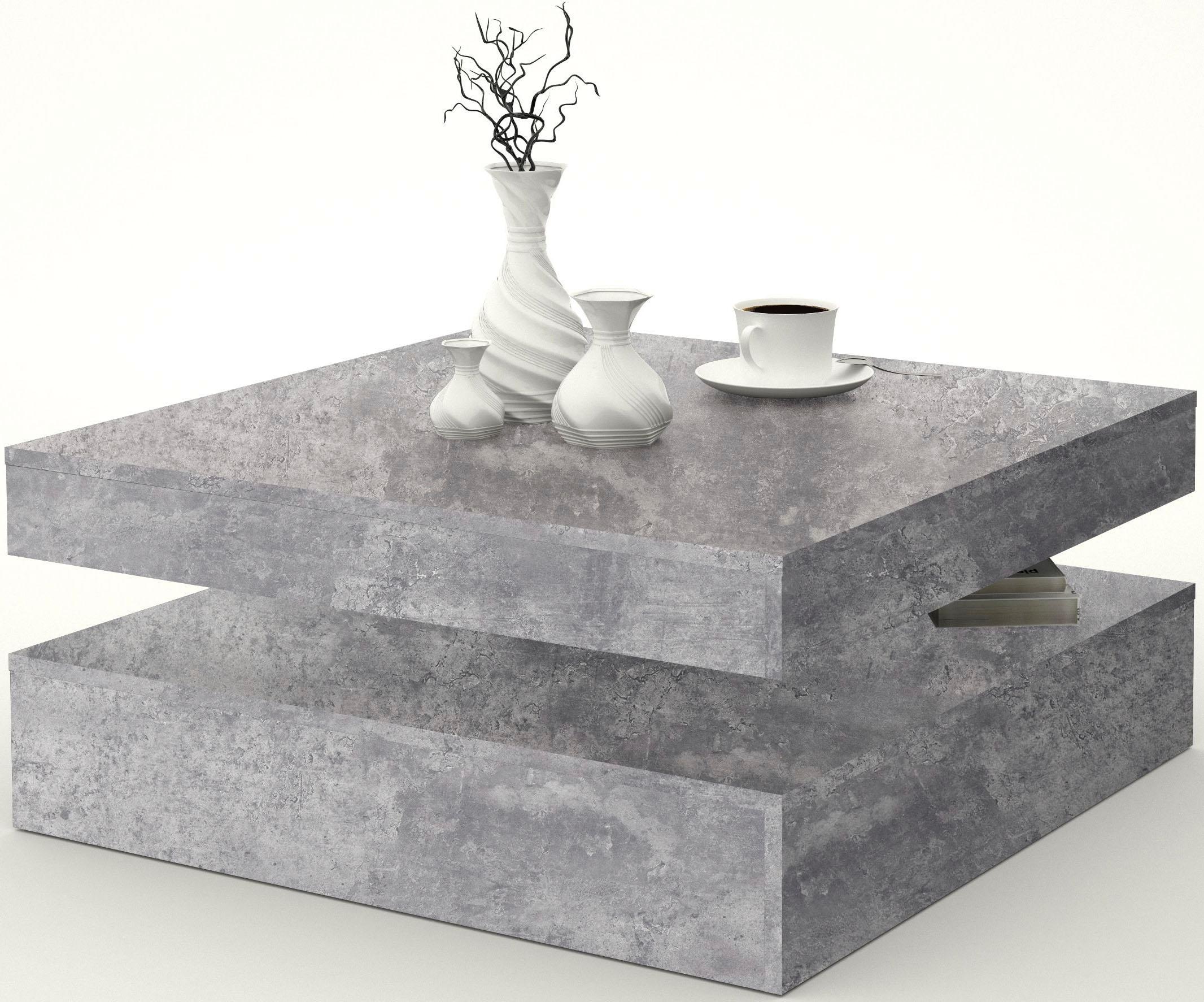 FORTE Couchtisch mit Funktion, drehbare Tischplatte, Breite ca. 78x78 cm